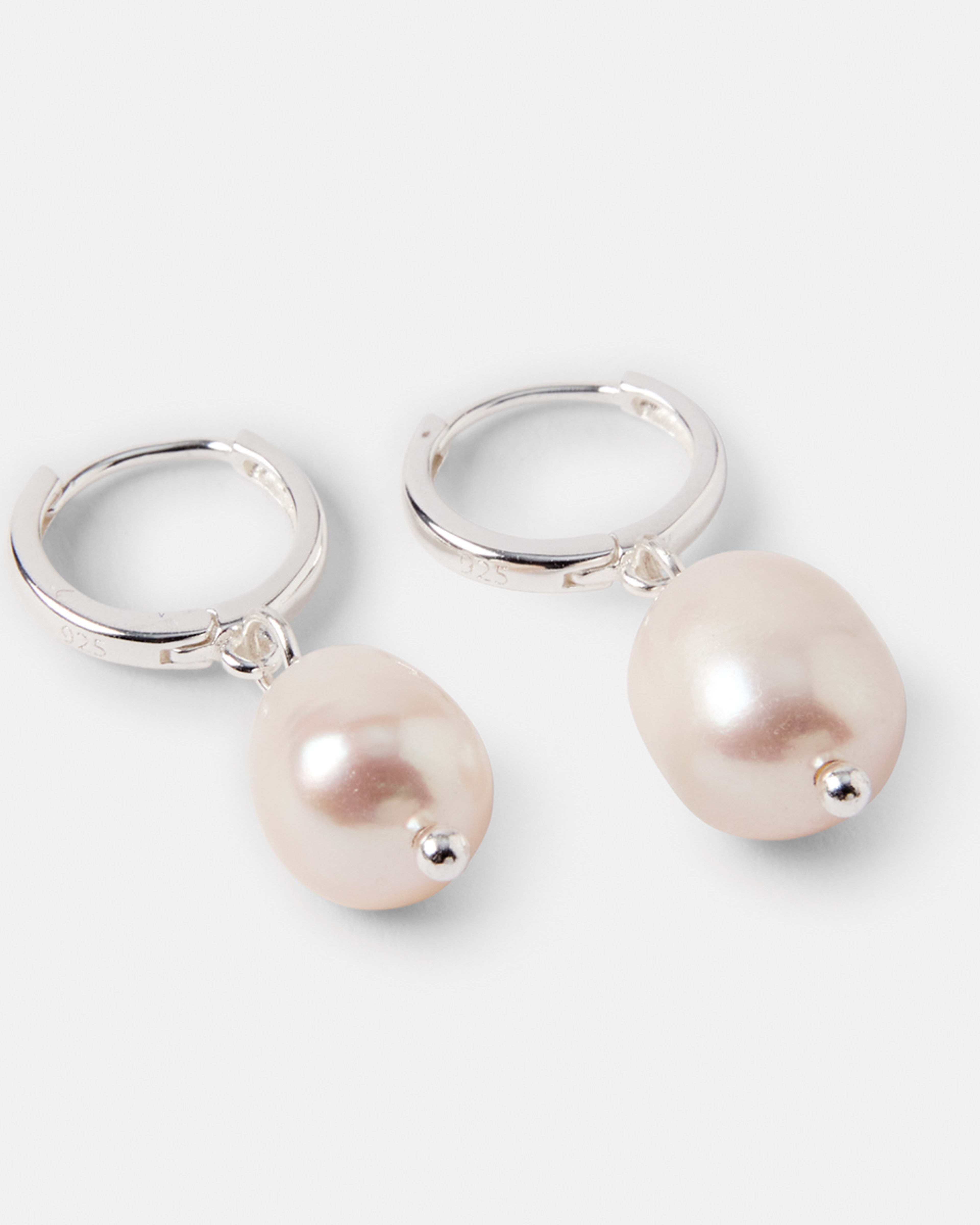 2 Sterling Silver Pearl Drop Earrings Silver, 2 of 5