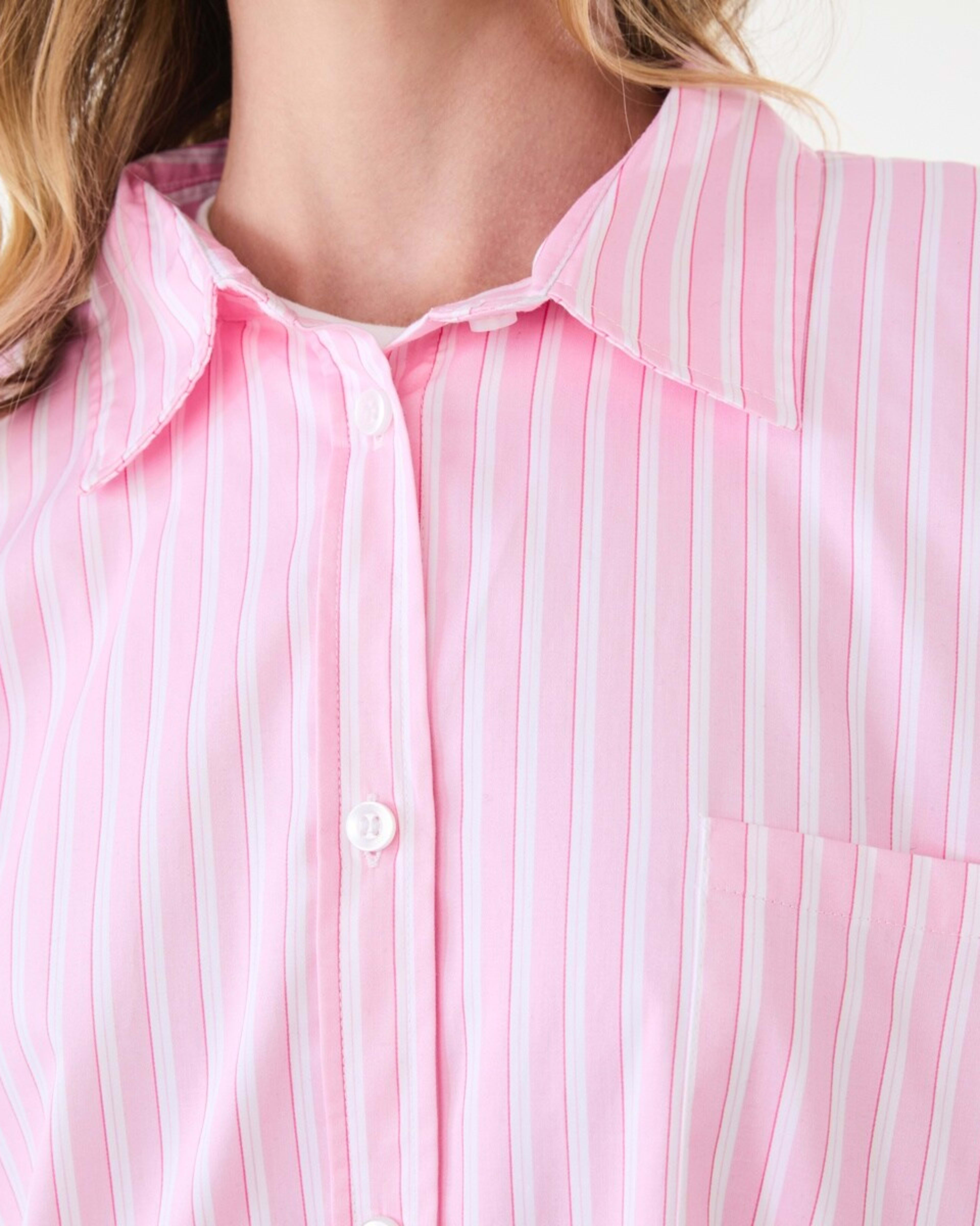 7 Long Sleeve Boyfriend Shirt Pink Strp, 7 of 8