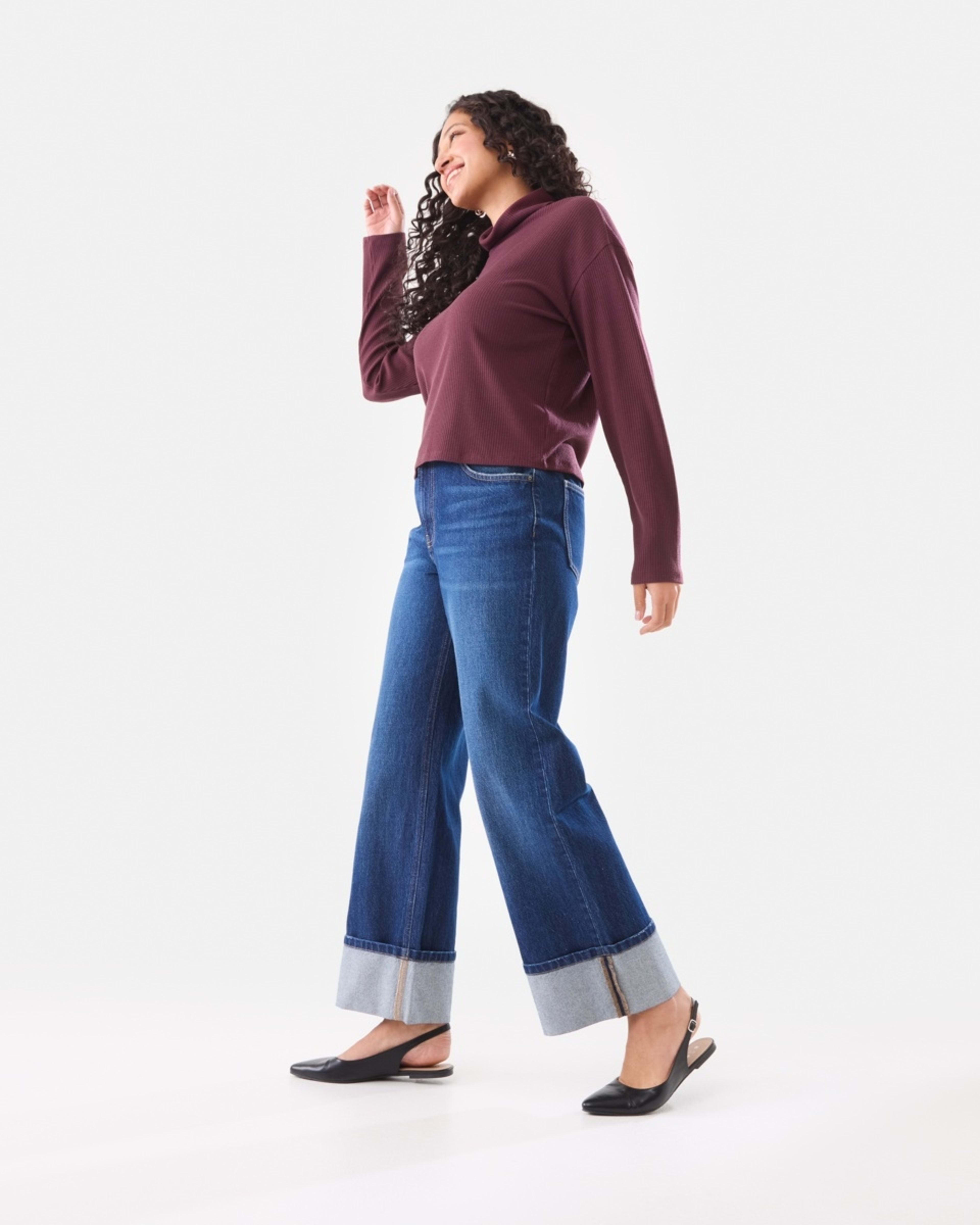 3 Cuffed Hem Jeans Dark Wash, 3 of 7