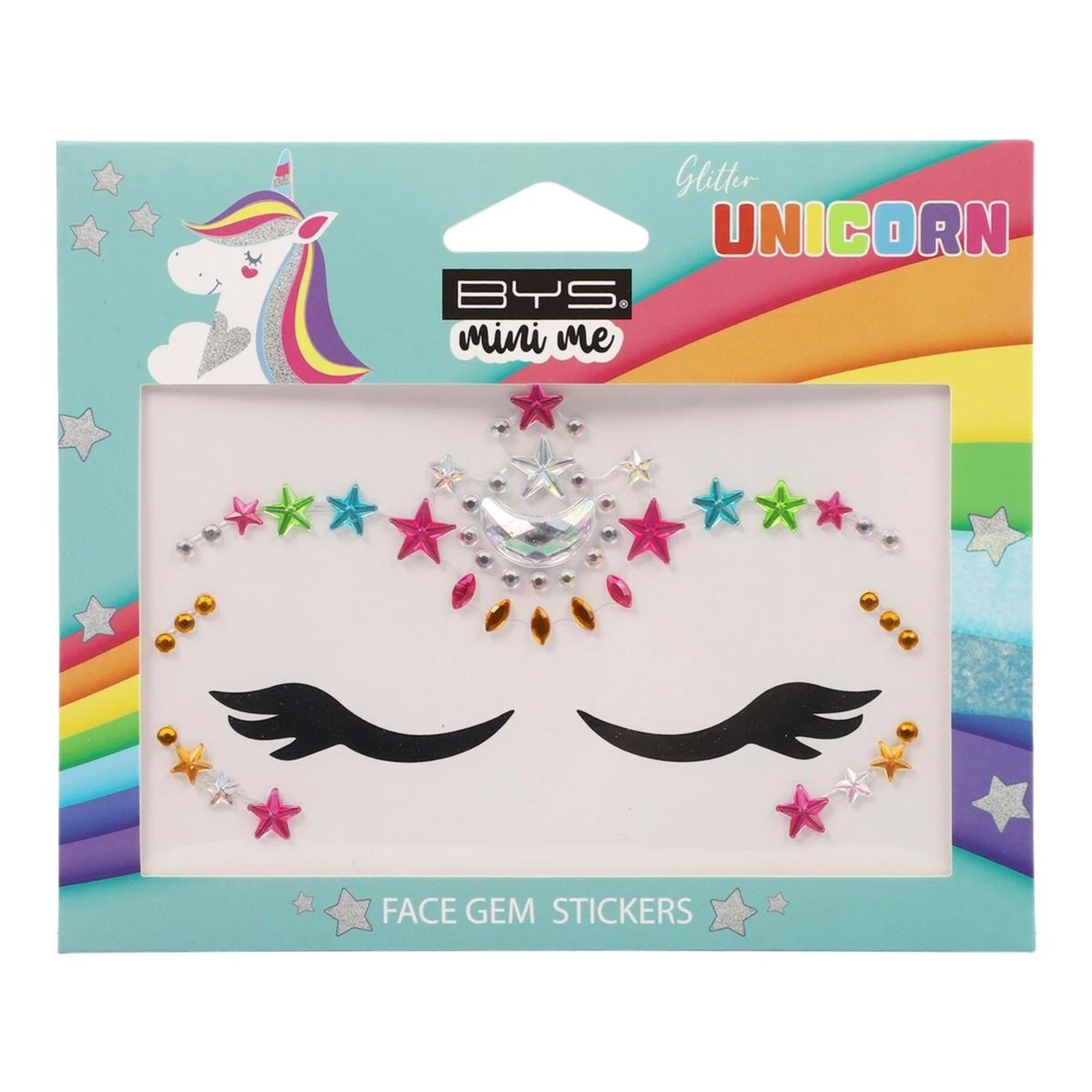 1 BYS Mini Me Face Gem Stickers - Glitter Unicorn