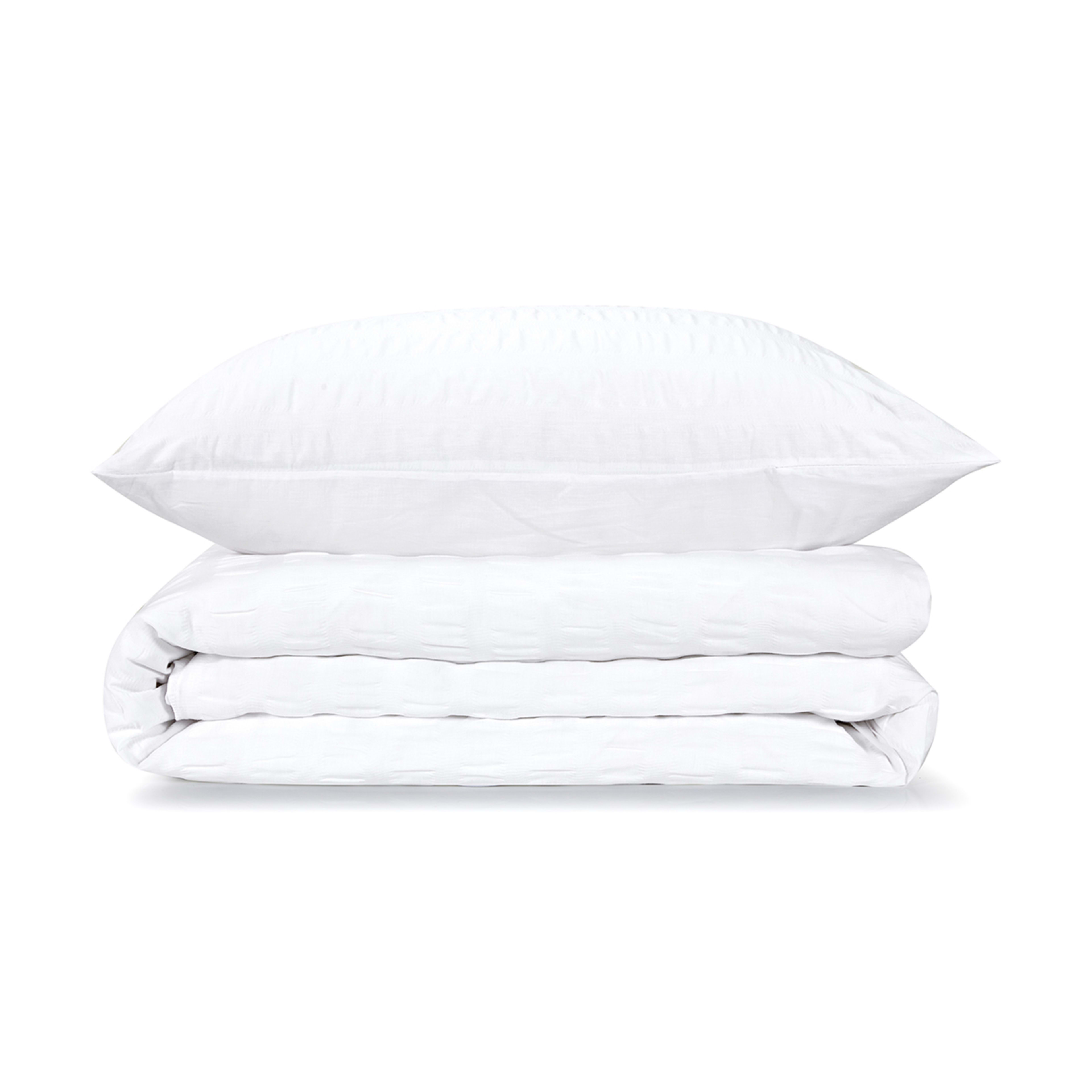 Amity Seersucker Quilt Cover Set Single Bed, White Kmart NZ