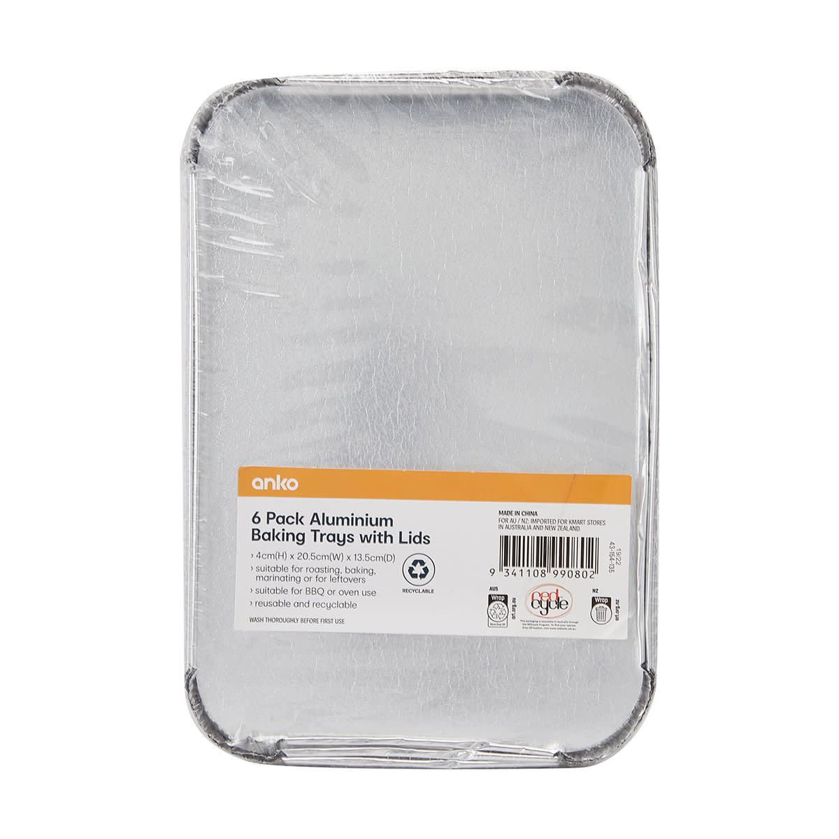 6 Pack Aluminium Baking Trays with Lids Kmart