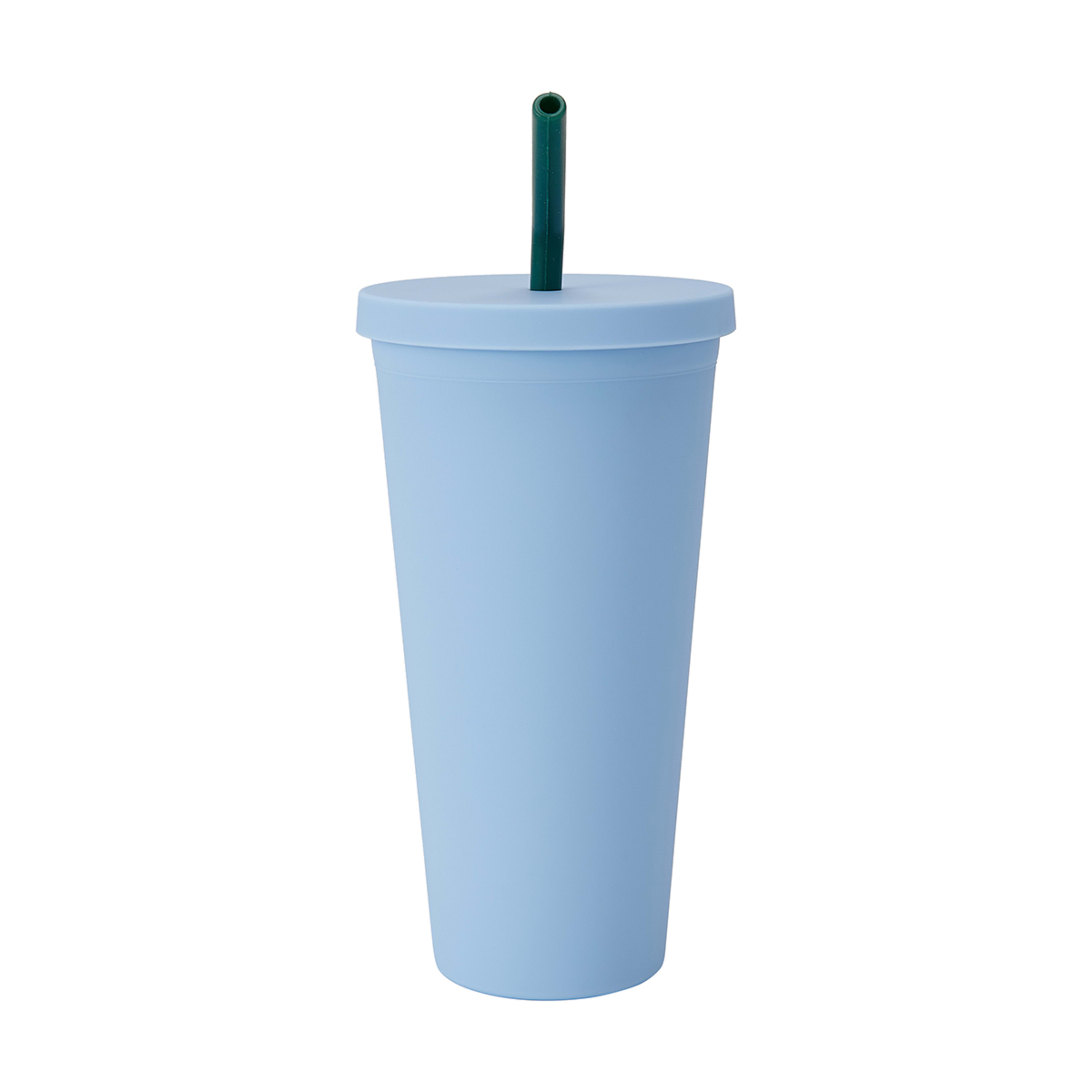 550ml Blue Colour Pop Tumbler with Straw Kmart