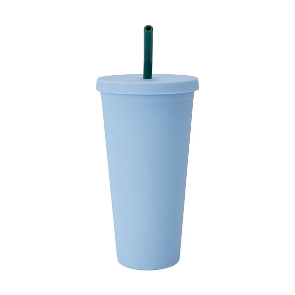 550ml Blue Colour Pop Tumbler with Straw