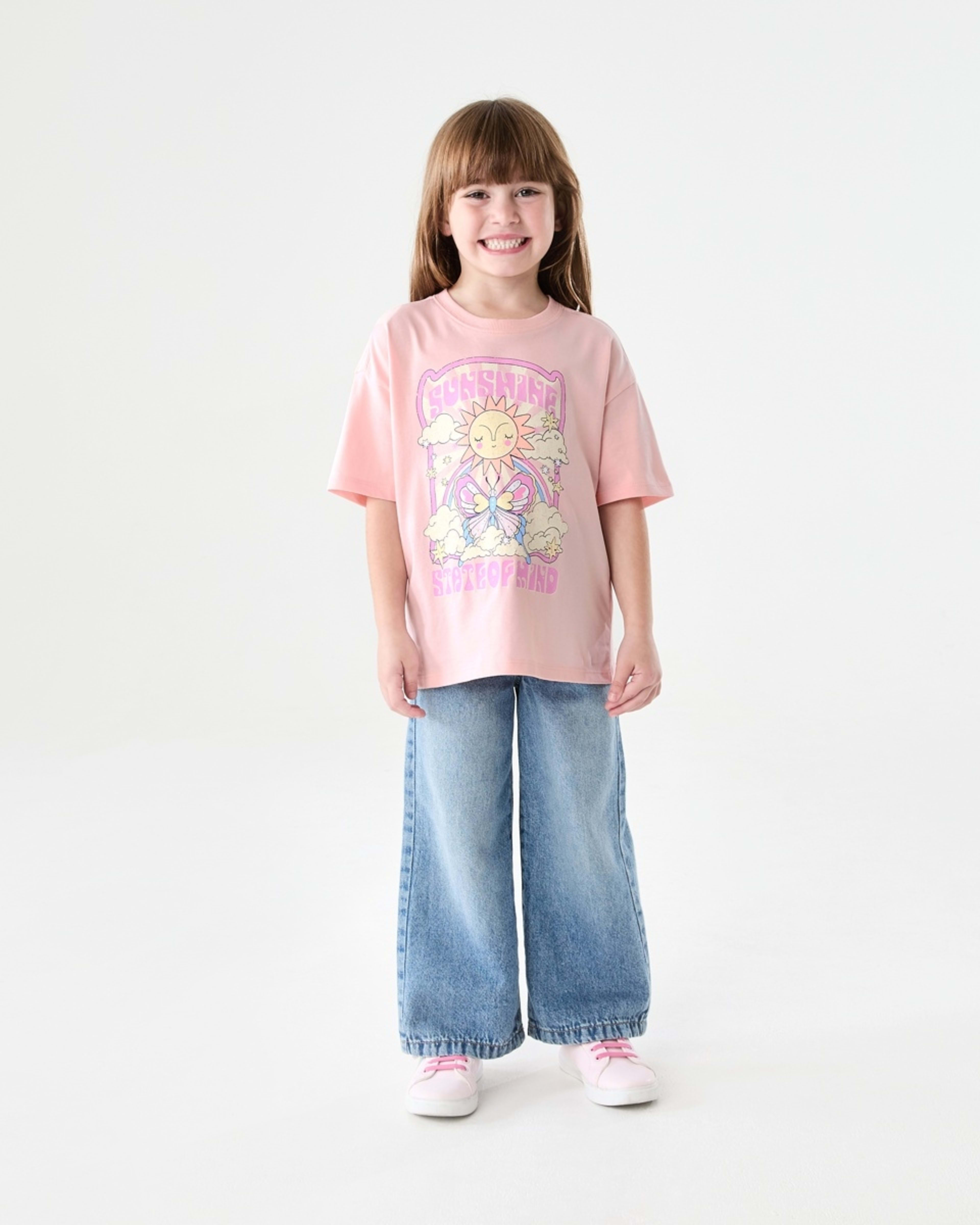 5 Short Sleeve Oversized Print T-shirt SUNSHINE STATE OF MIND PEACH, 5 of 6