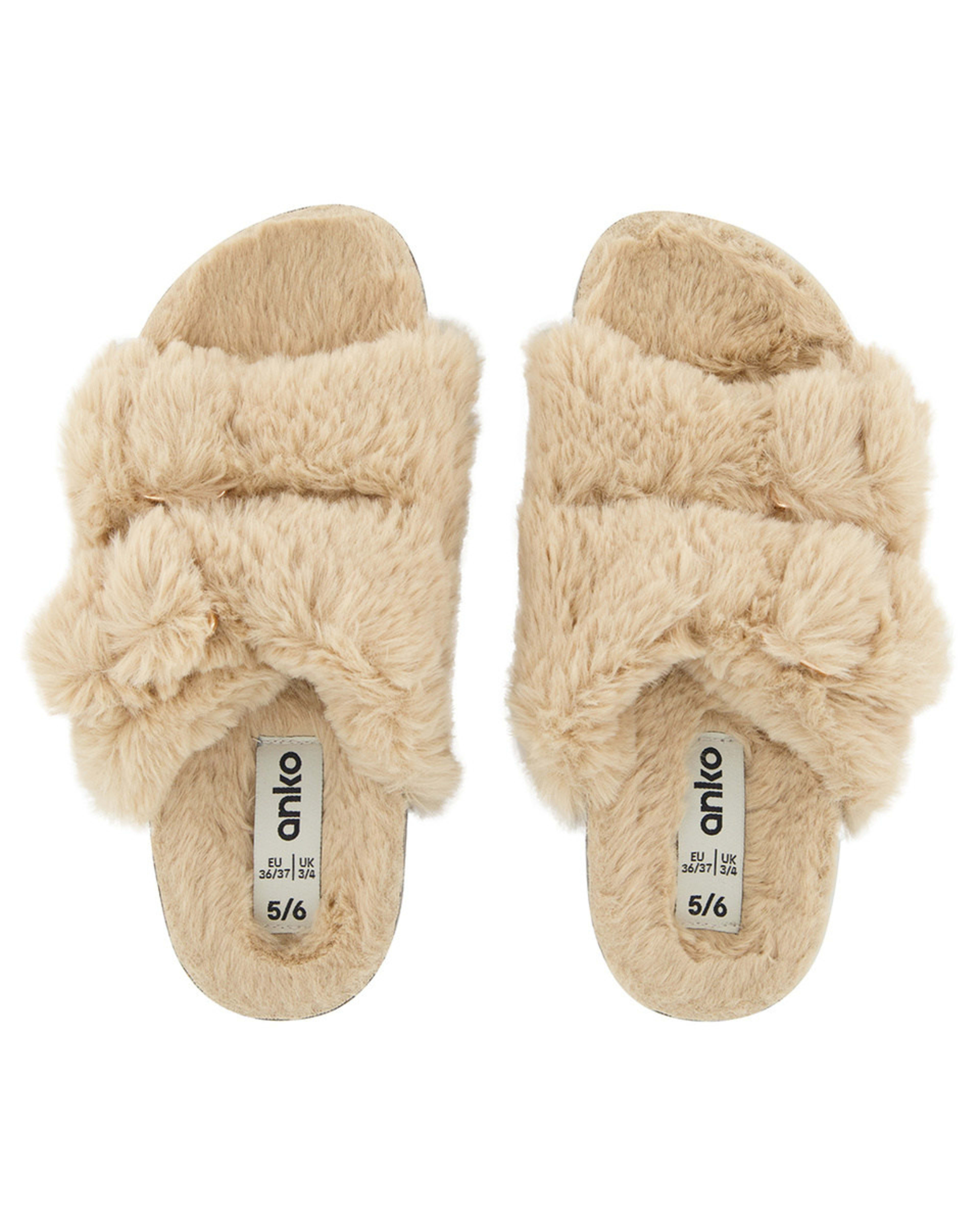 Furry Footbed Slippers Kmart