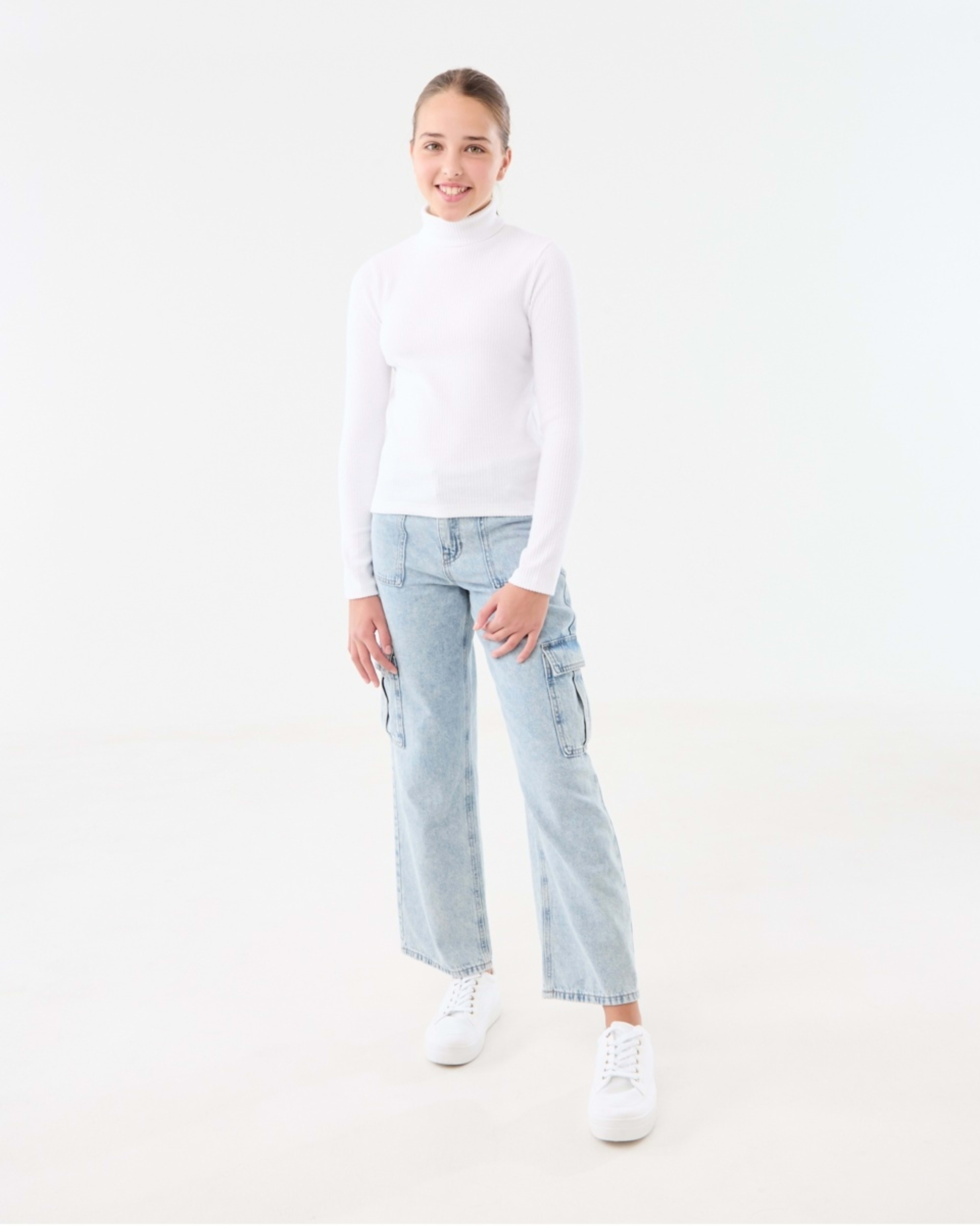 5 Long Sleeve Rib Skivvy Top White, 5 of 8