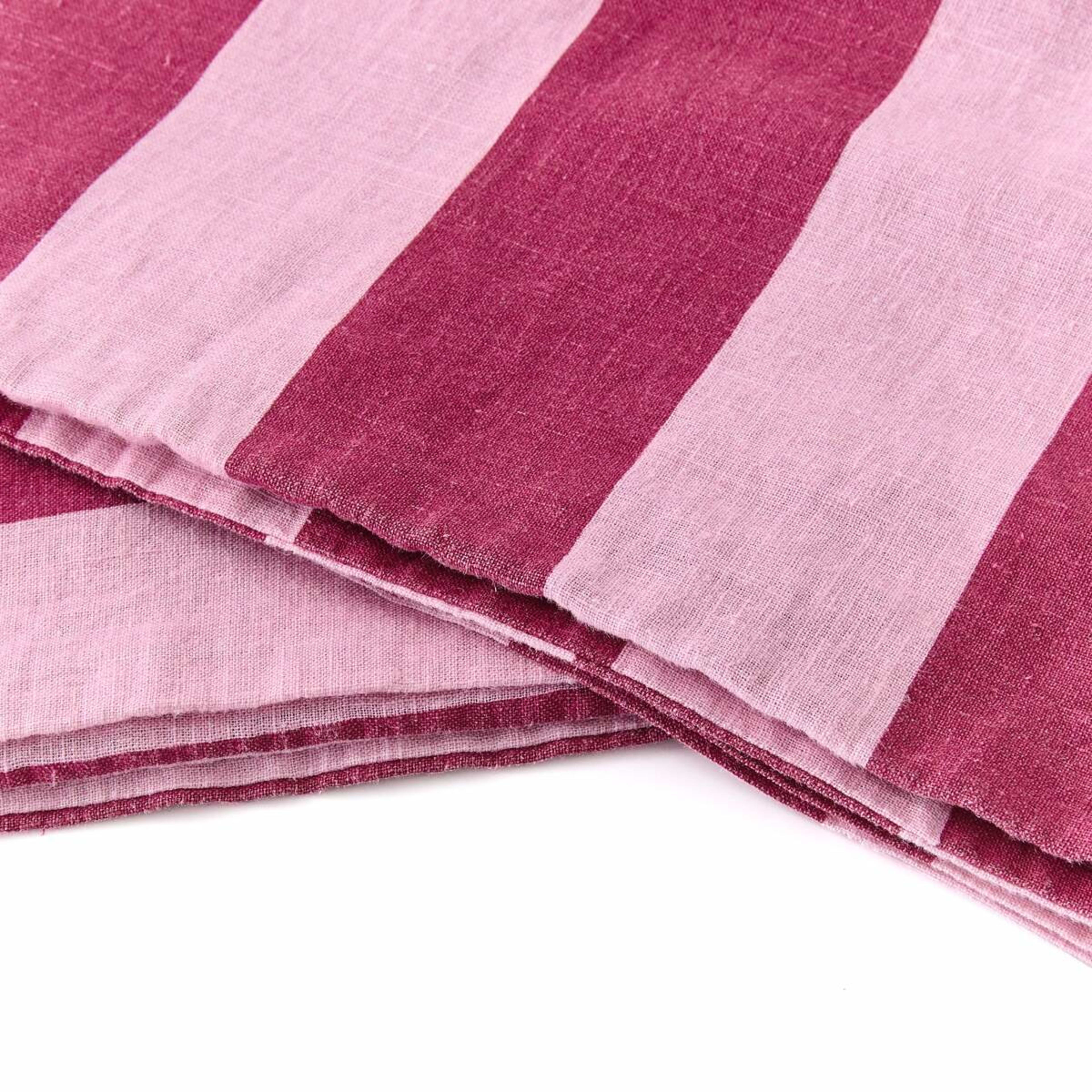 4 Stripe Linen Cotton Quilt Cover Set - Queen Bed, Berry, 4 of 7