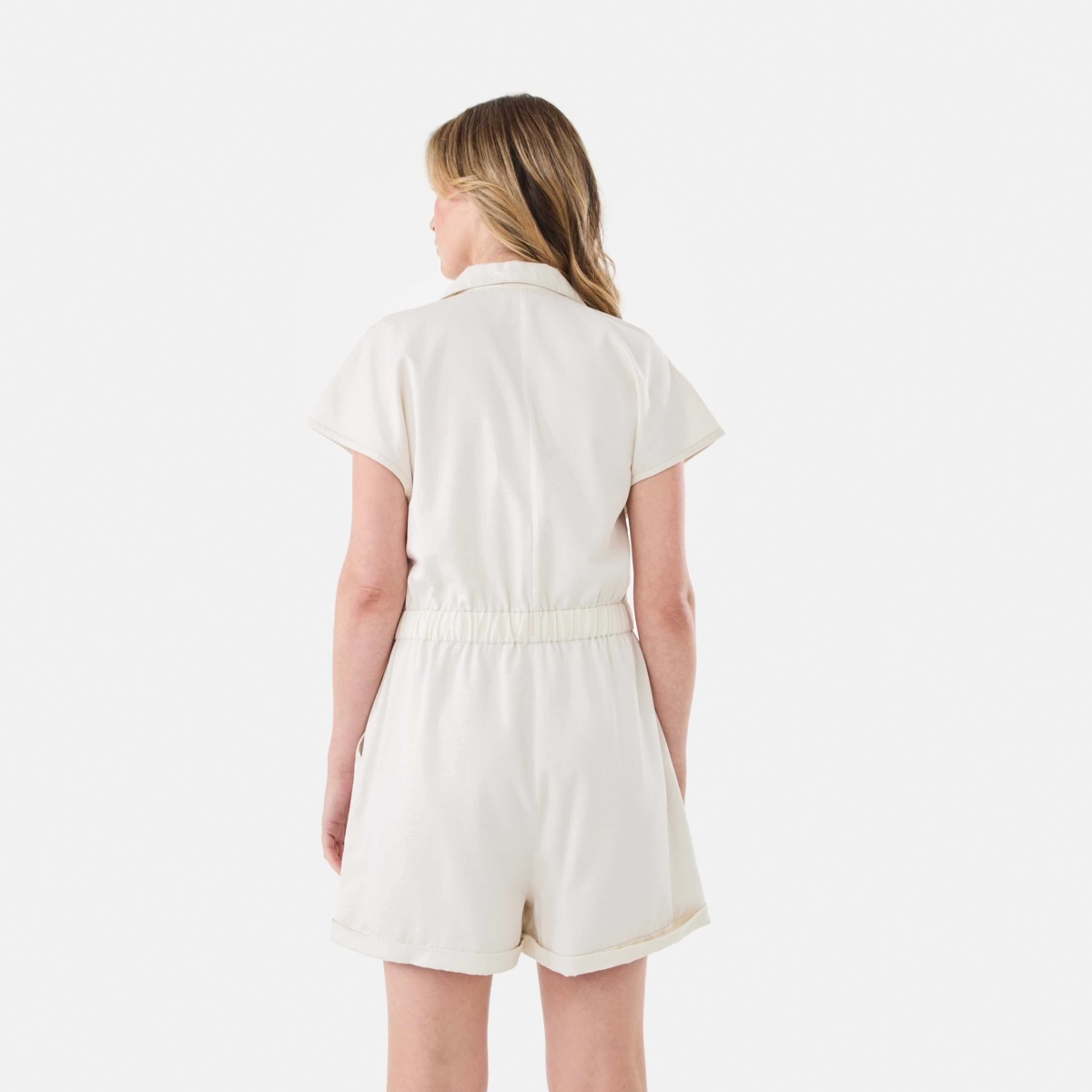 3 Short Sleeve Utility Playsuit Bge Cream, 3 of 8