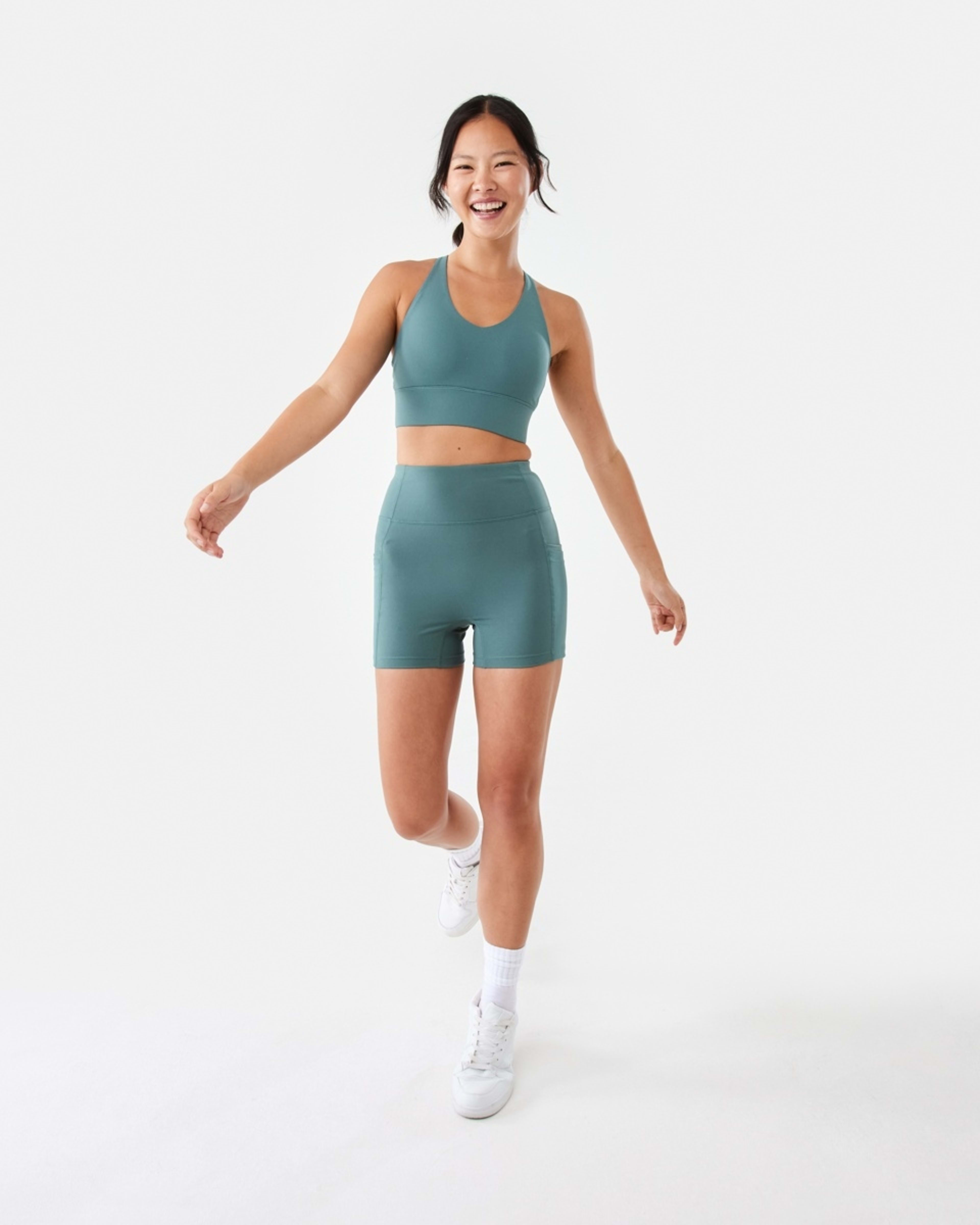 2 Active Womens Ultrasoft Strappy Crop Top Petrol Green, 2 of 8
