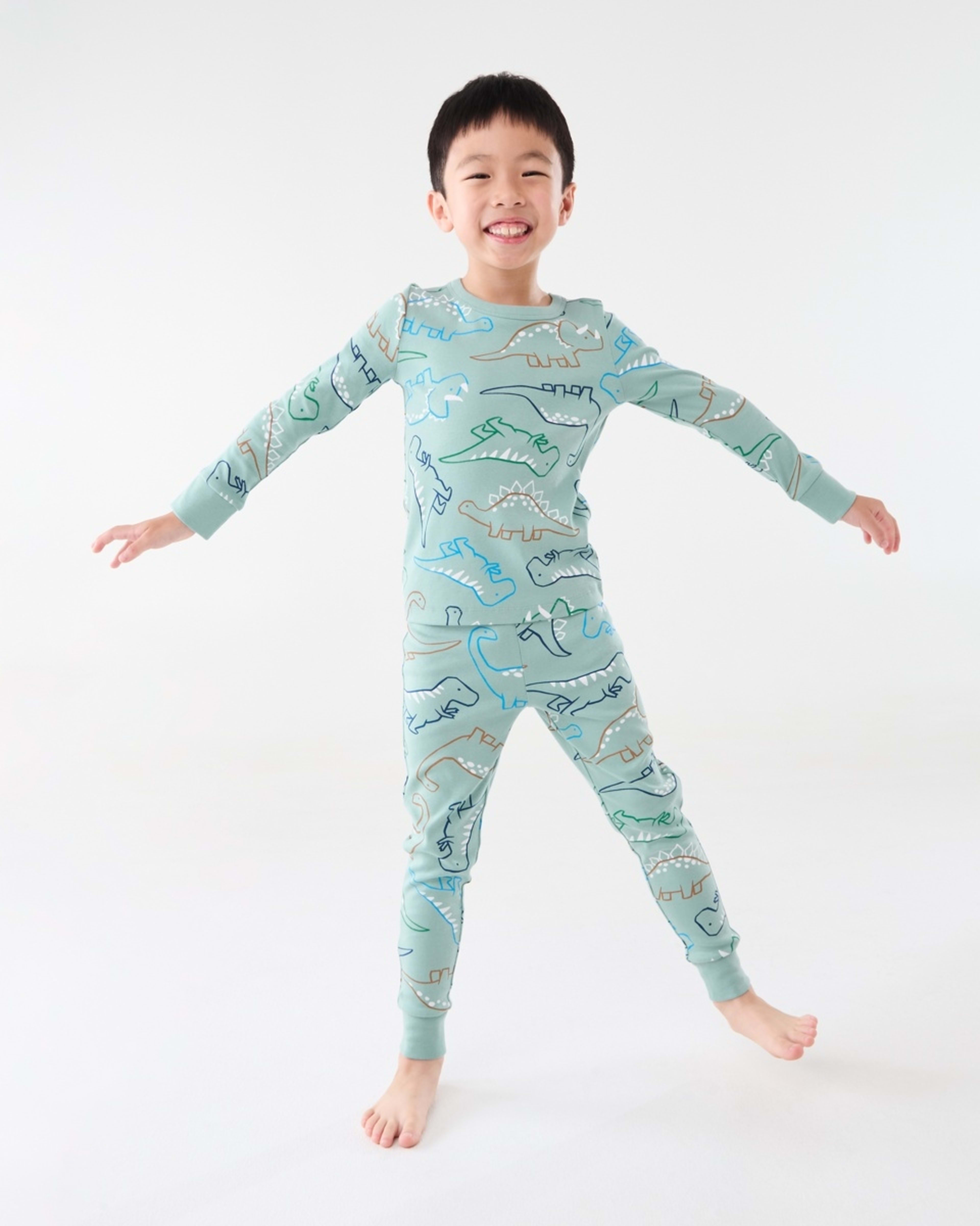 1 Rib Pyjama Set Blu Dino