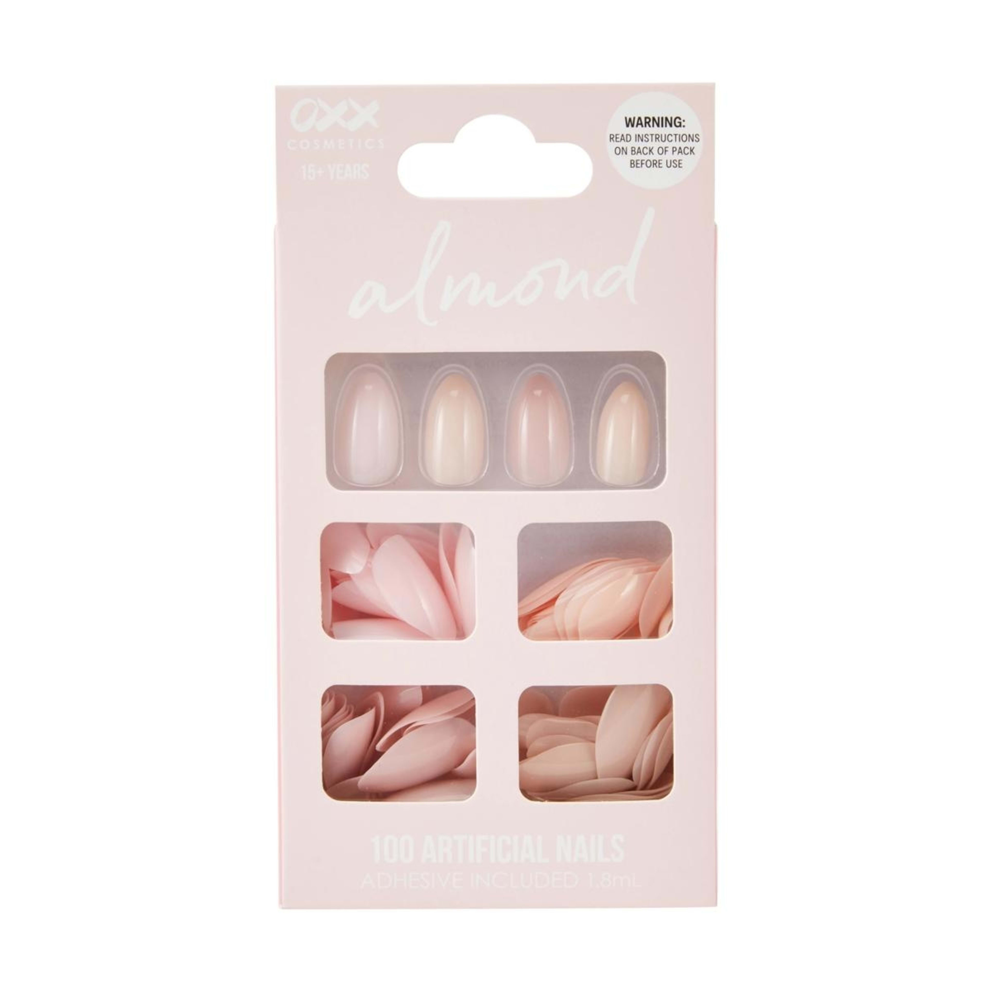 1 OXX Cosmetics 100 Pack Artificial Nails with Adhesive - Almond Shape, Jelly