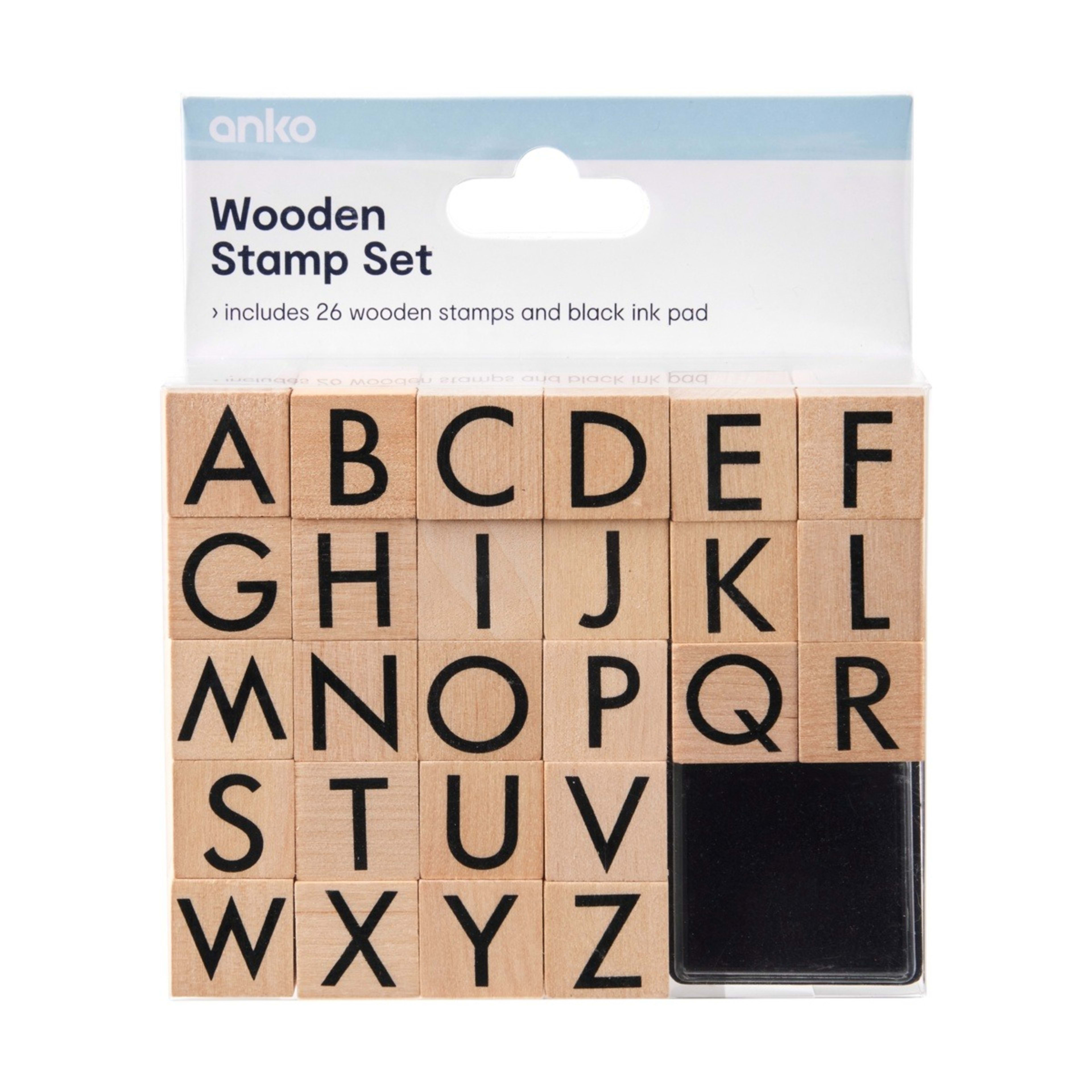 1 Wooden Stamp Set - Alphabet, Large