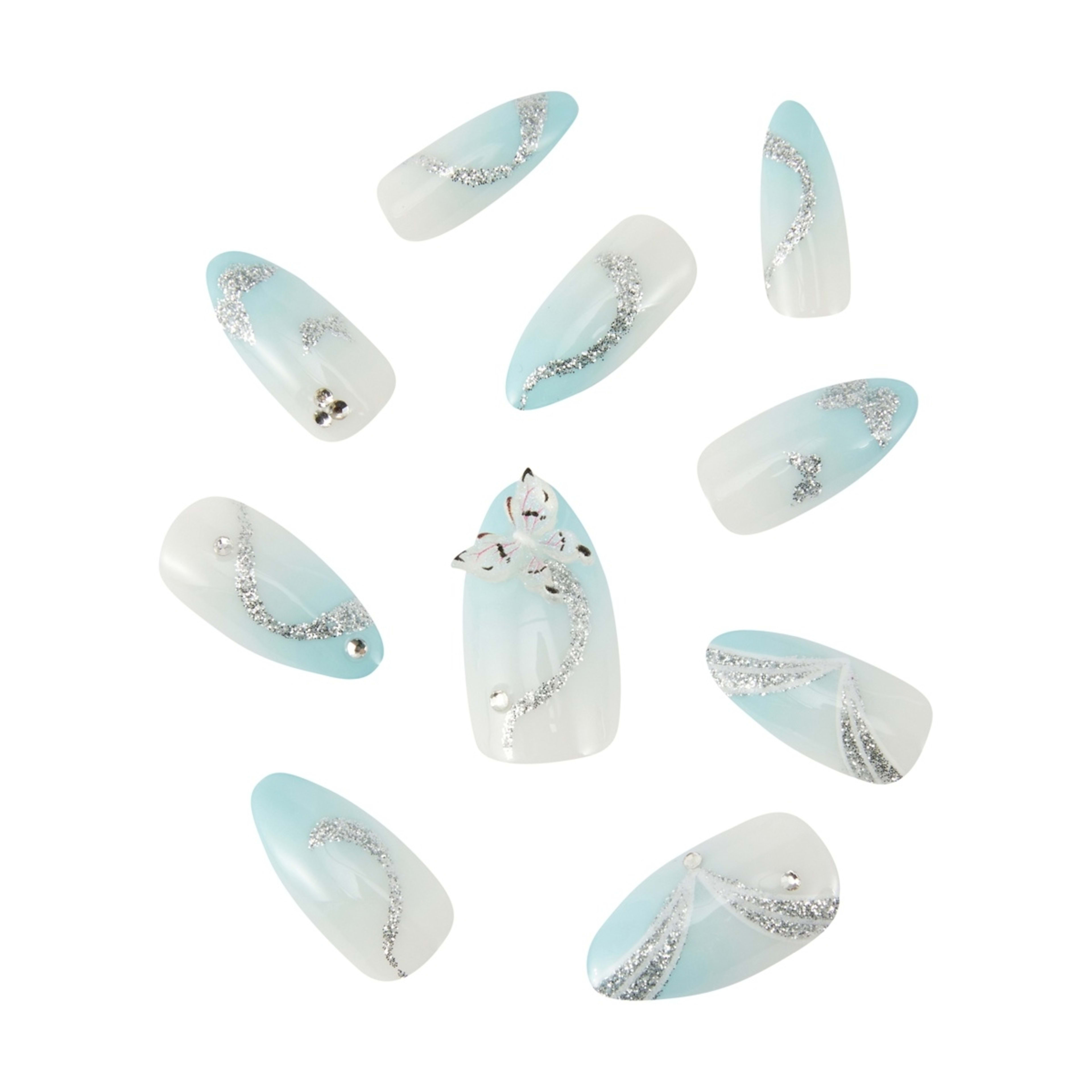 2 OXX Cosmetics 24 Pack Artificial Nails with Adhesive - Stiletto Shape, Butterfly Dusk, 2 of 4
