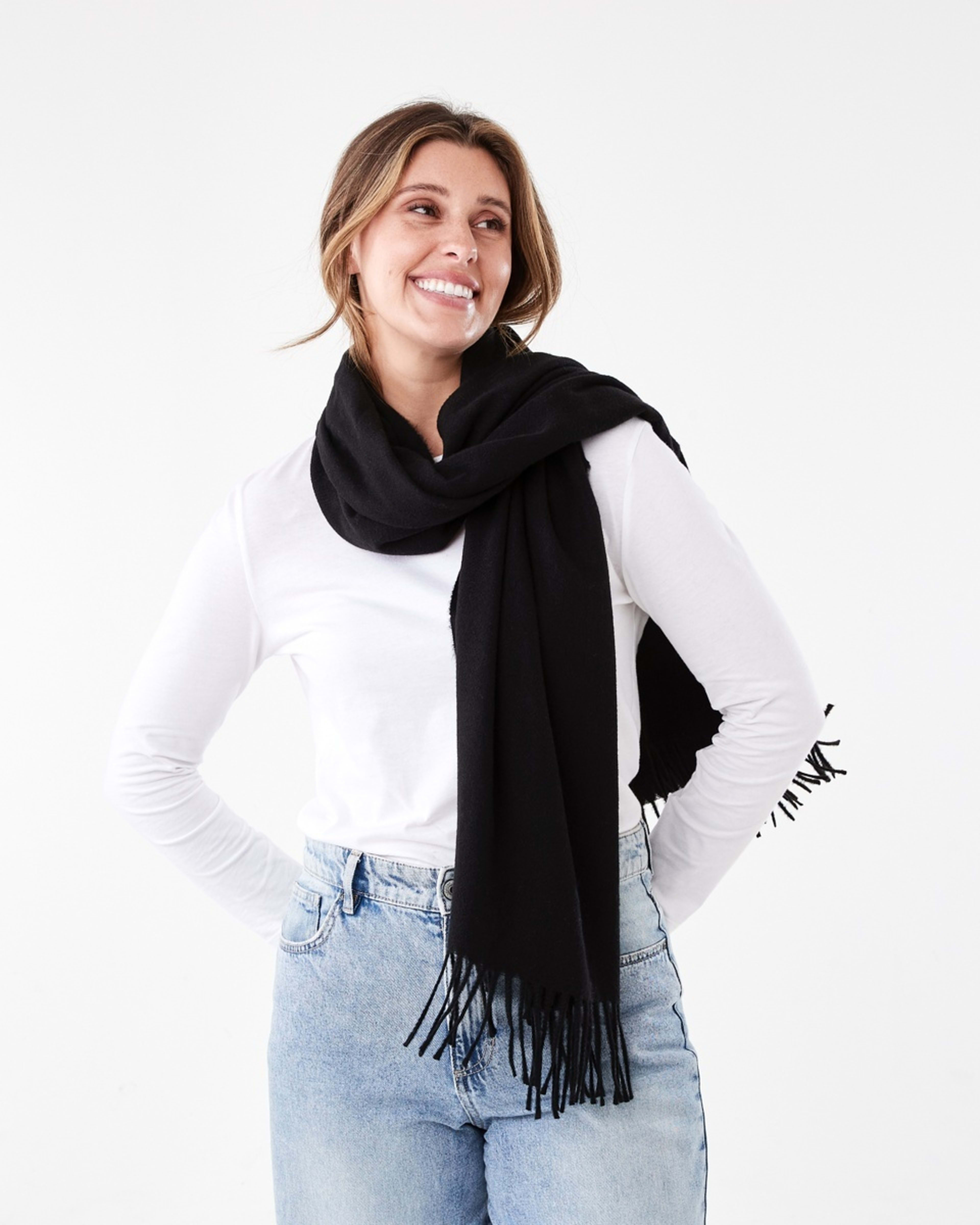 3 Brushed Wrap Scarf Black, 3 of 3