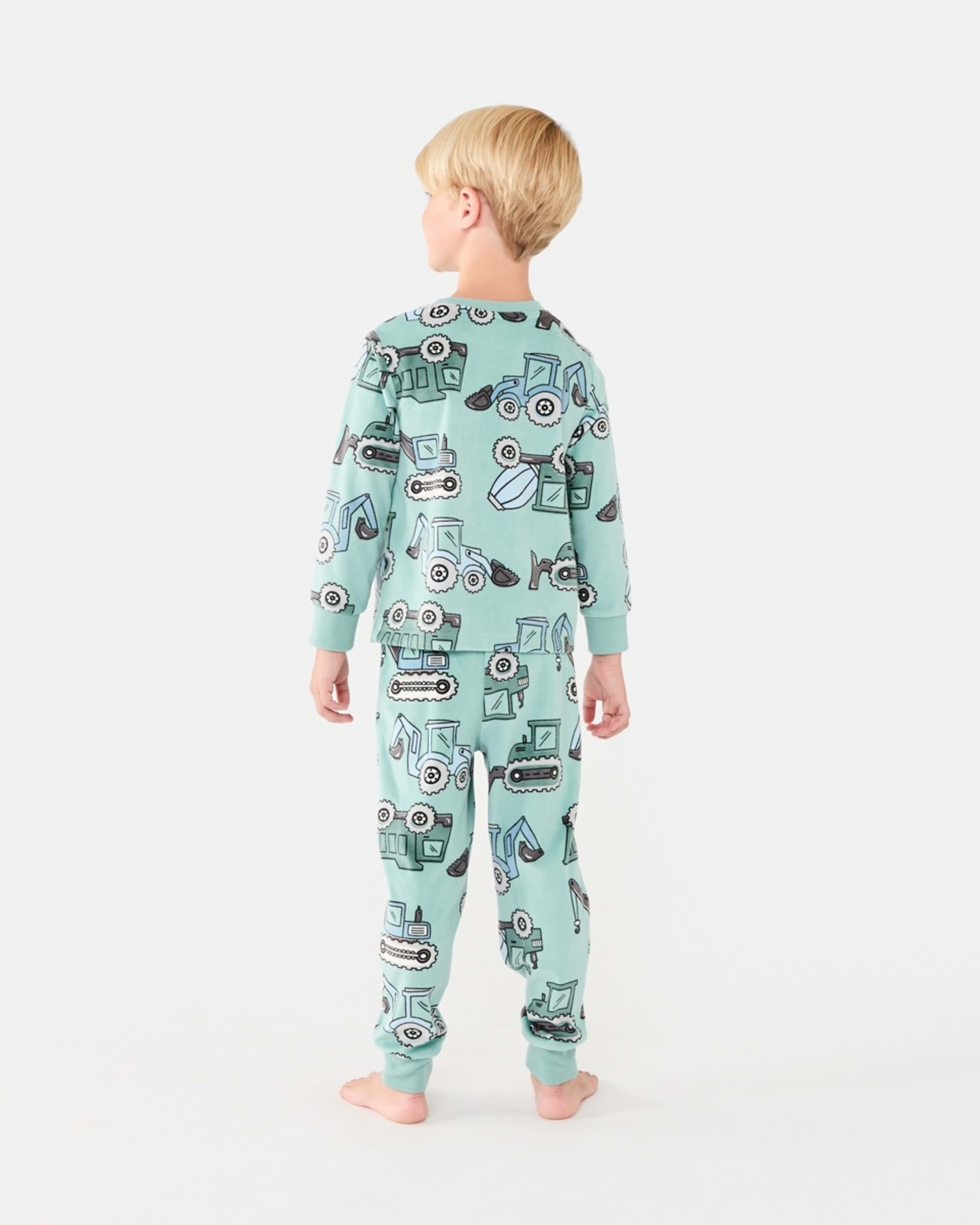 2 Super Soft Pyjama Set Green Trucks, 2 of 10