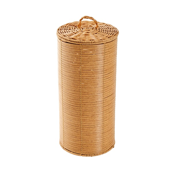 Rattan Look Toilet Roll Holder with Lid