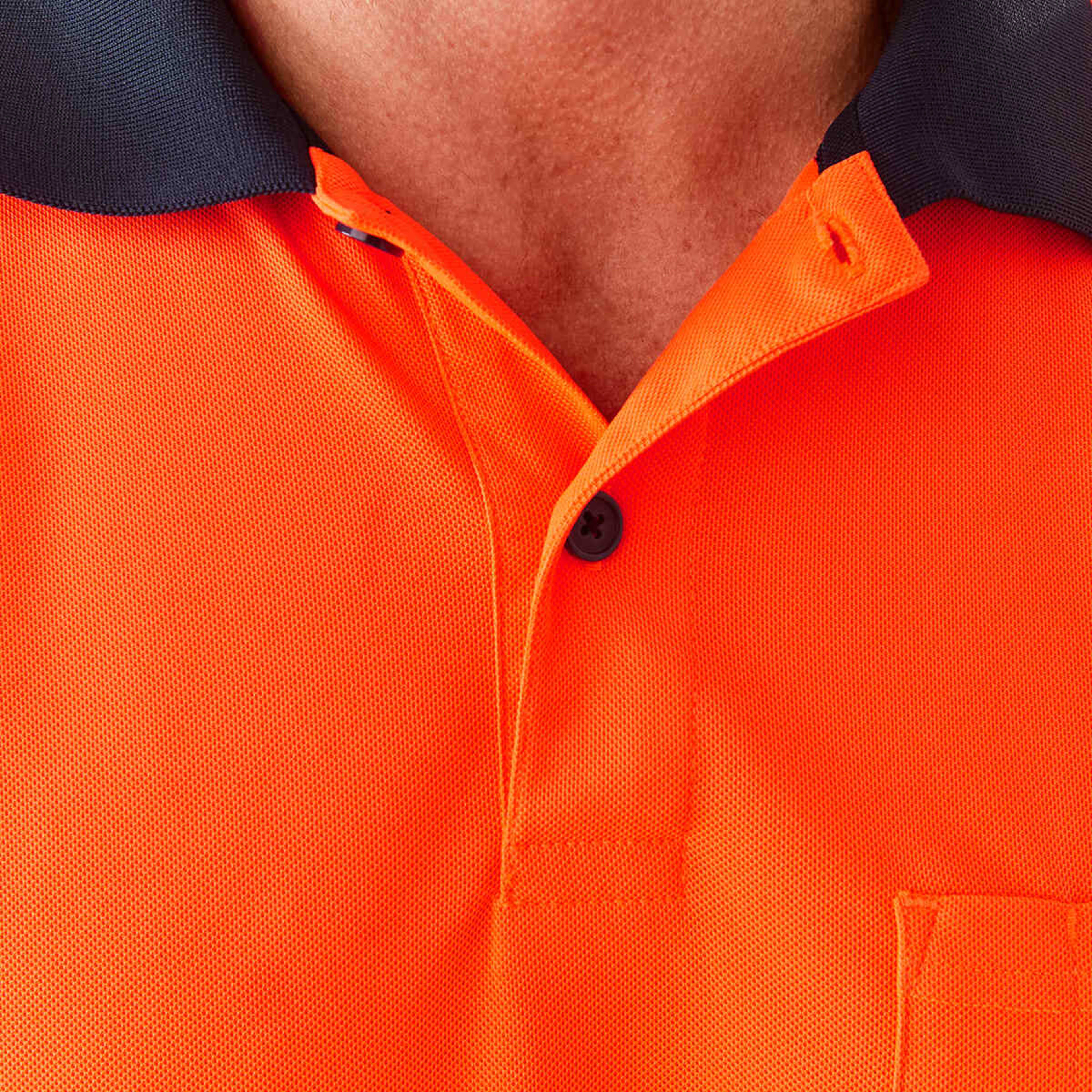 5 Workwear Long Sleeve Hi-Visibility Cool Polo Shirt Safety Orange, 5 of 7