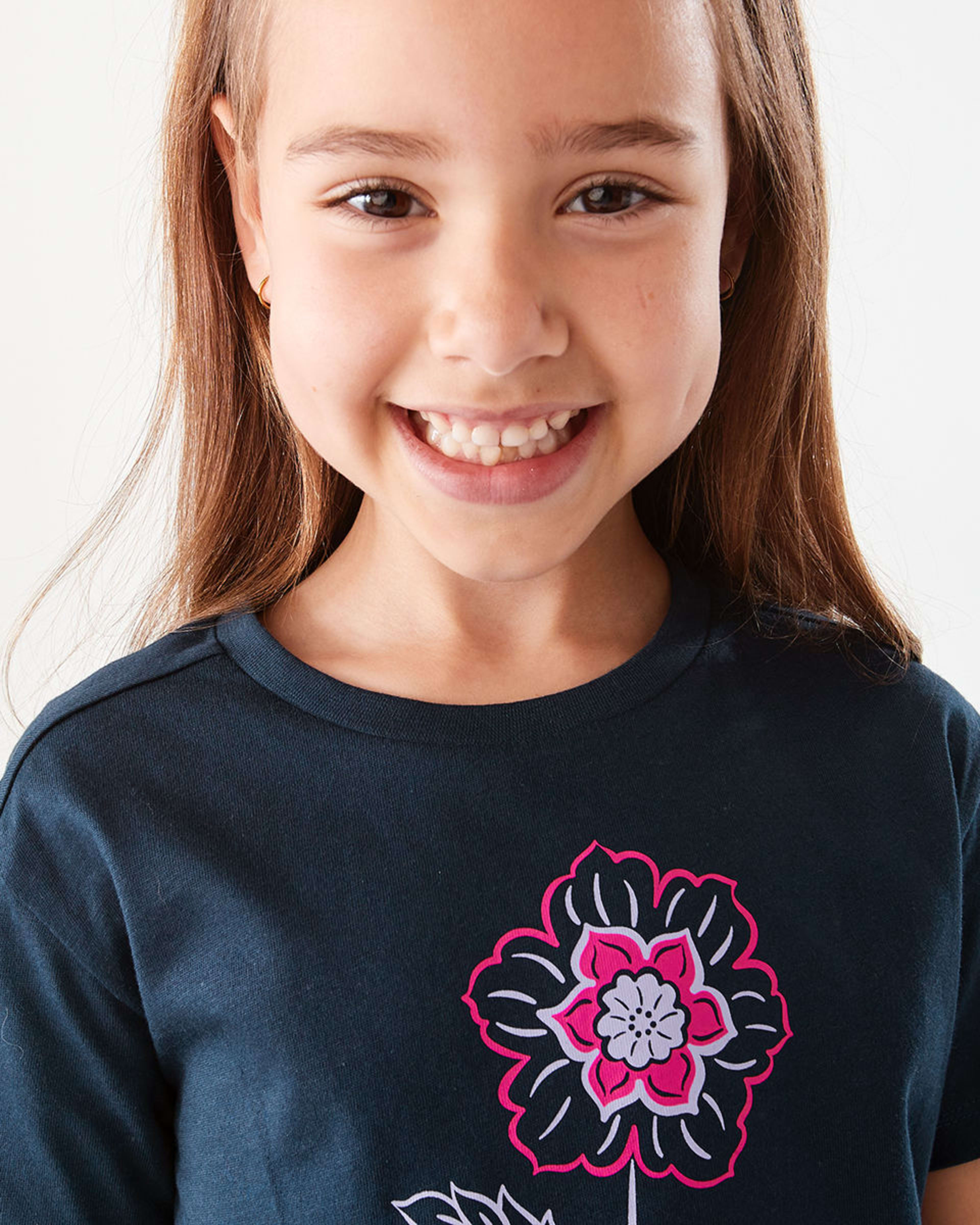 3 Short Sleeve Chest Print T-shirt Flower, 3 of 8