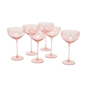 6 Blush Pink Coupe Champagne Glasses