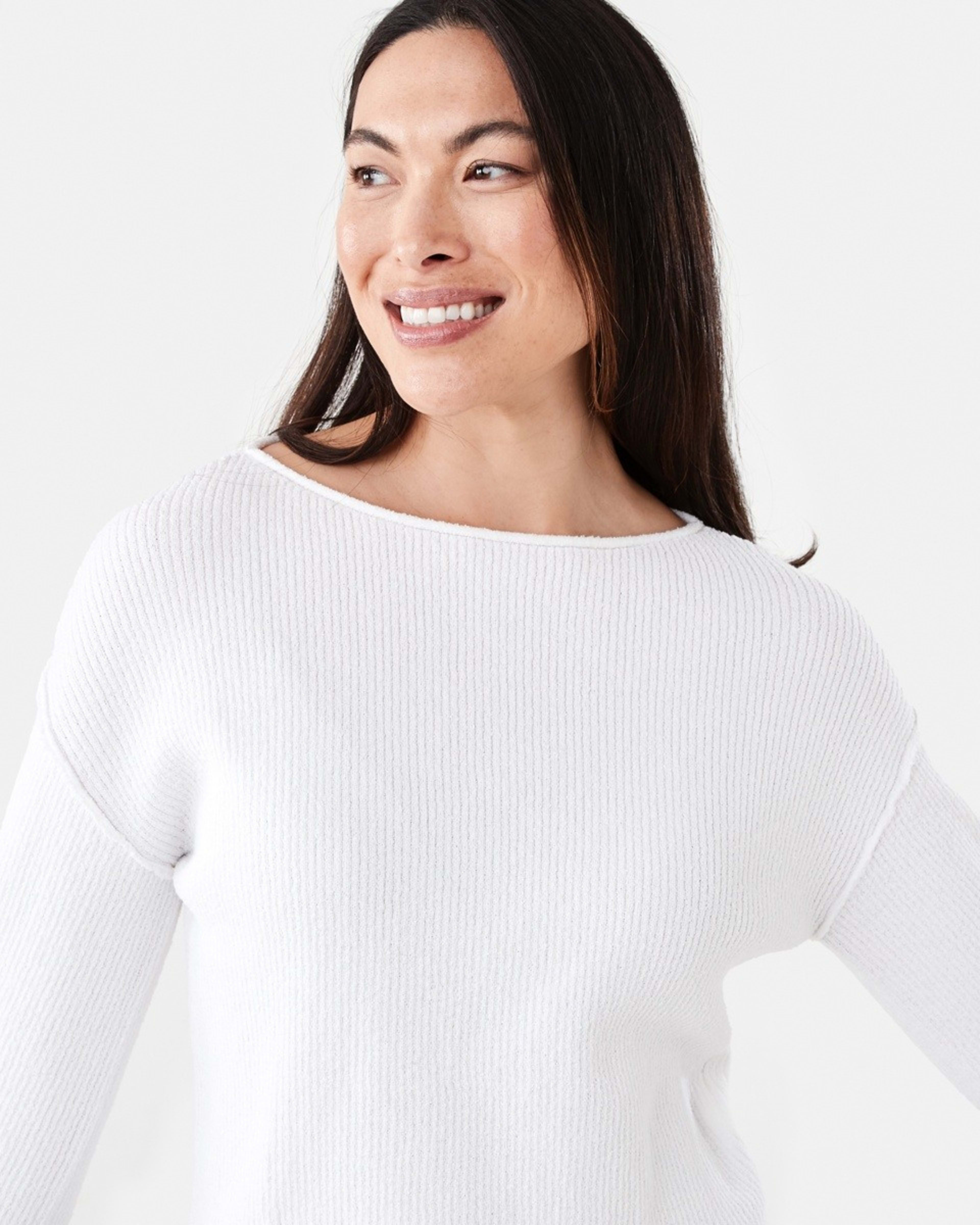 4 Textured Boat Neck Jumper WHITE, 4 of 6