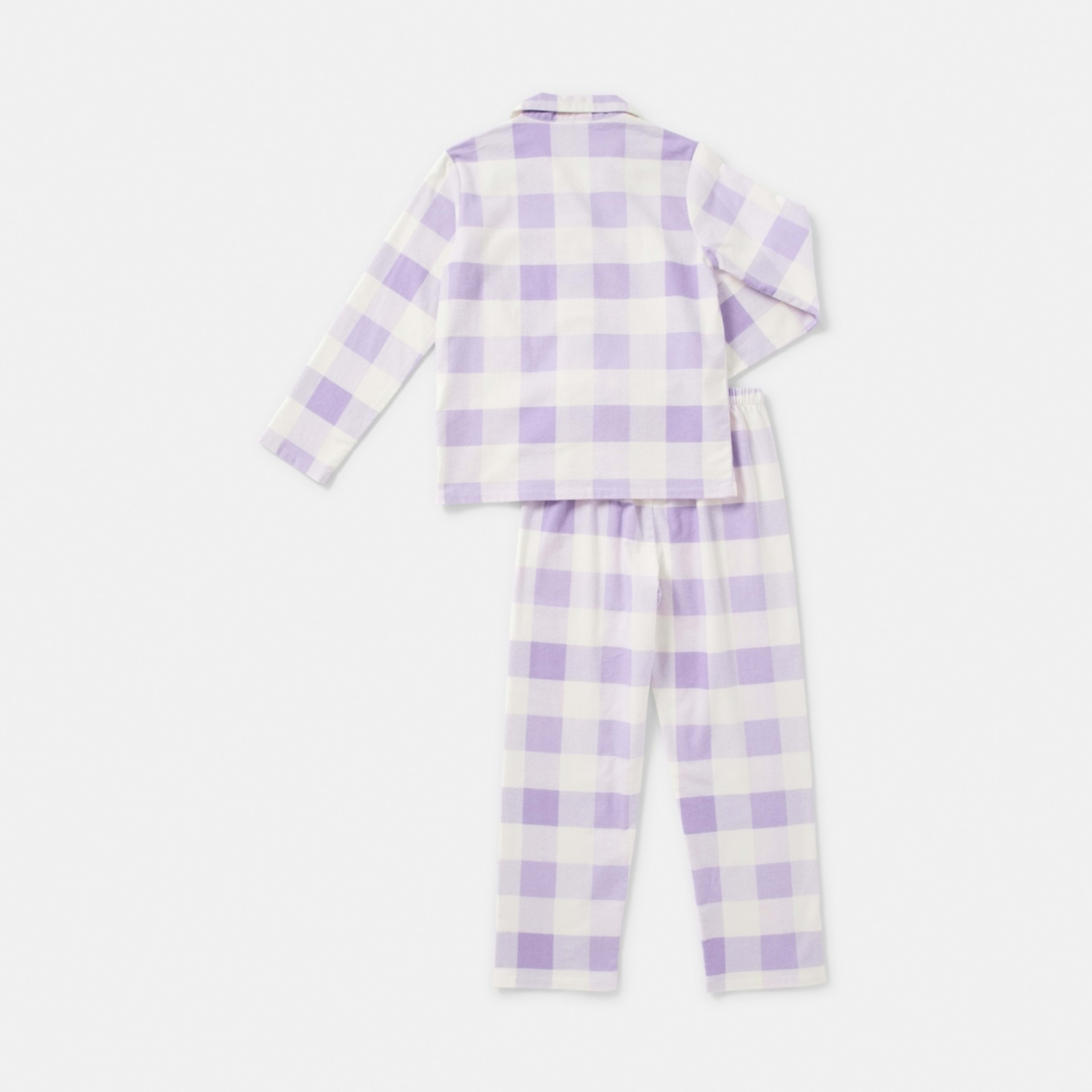 8 Flannelette Pyjama Set Purple Checks, 8 of 9