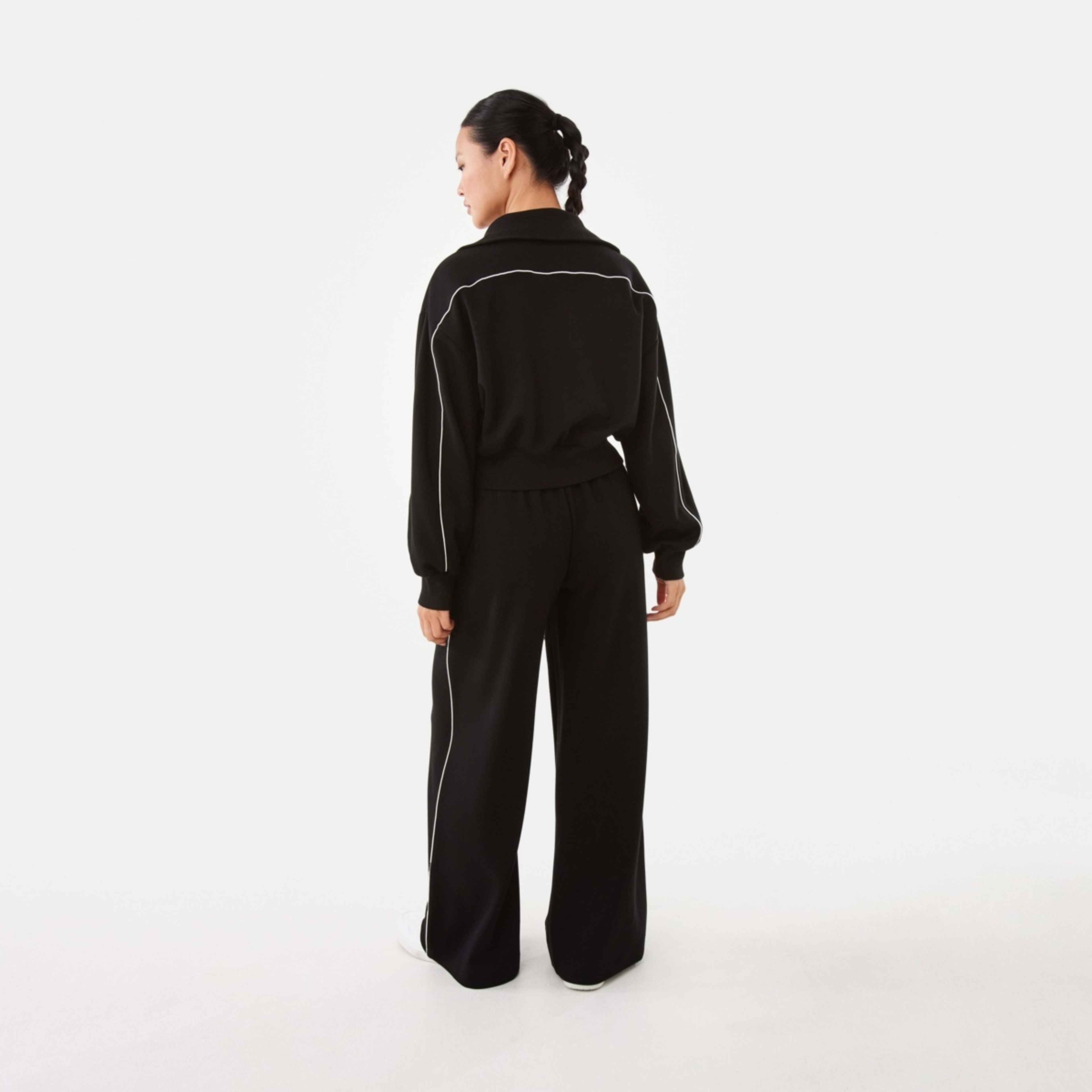 4 Active Womens Interlock Tipping Trackpants Black, 4 of 7