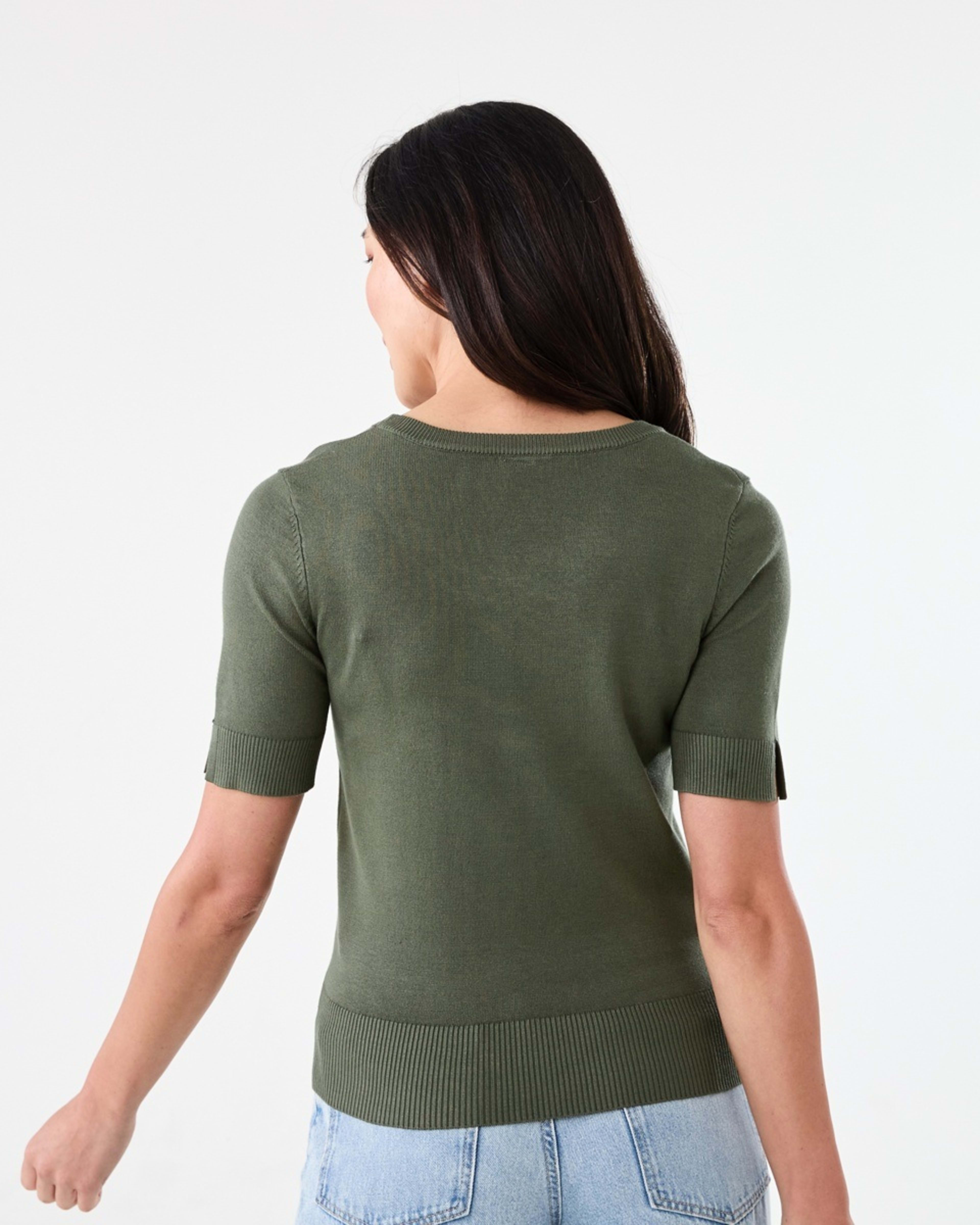 3 Short Elbow Sleeve Scoop Neck Top Grn Olive, 3 of 6
