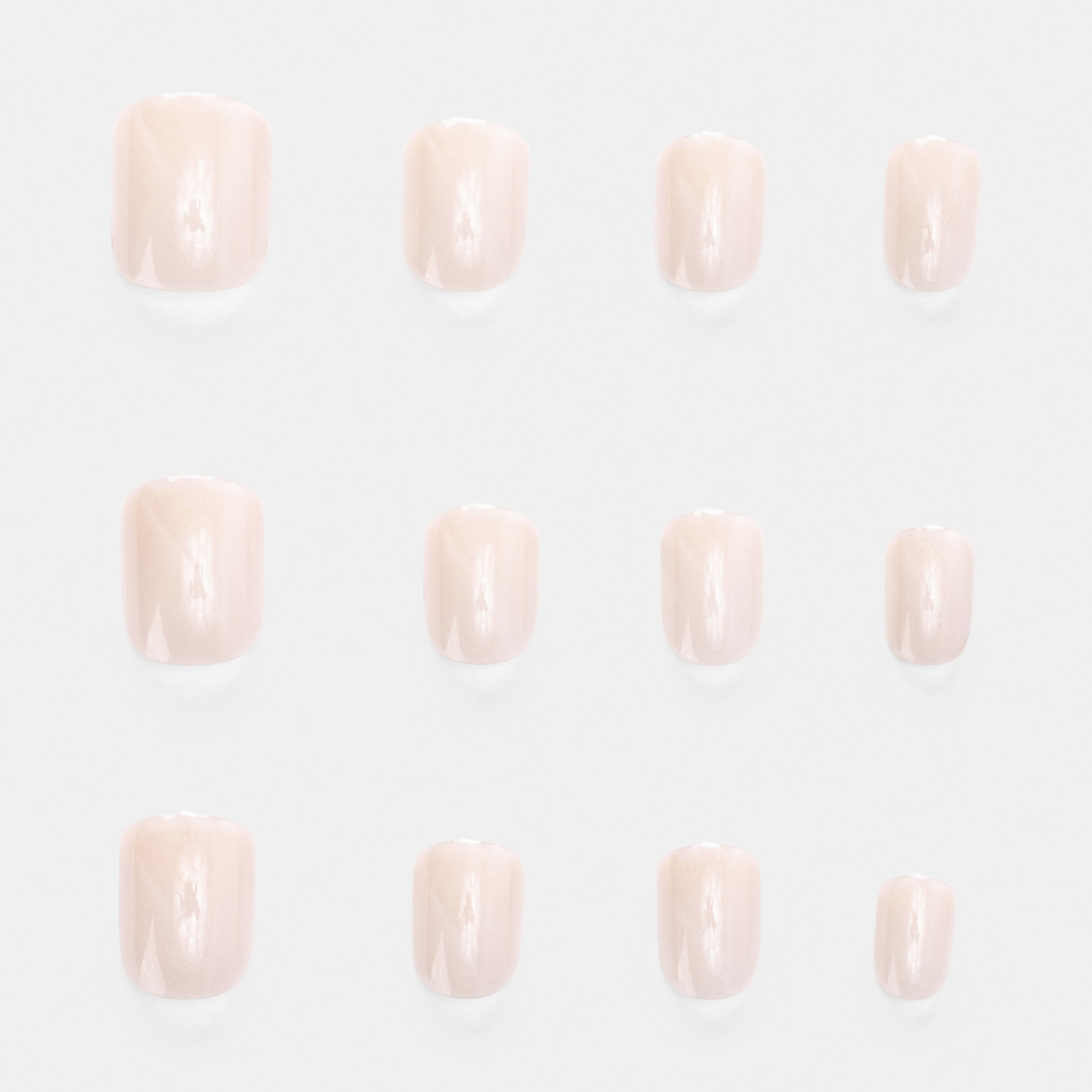 OXX Cosmetics 24 Pack False Nails with Adhesive - Square Shape, Pearl ...