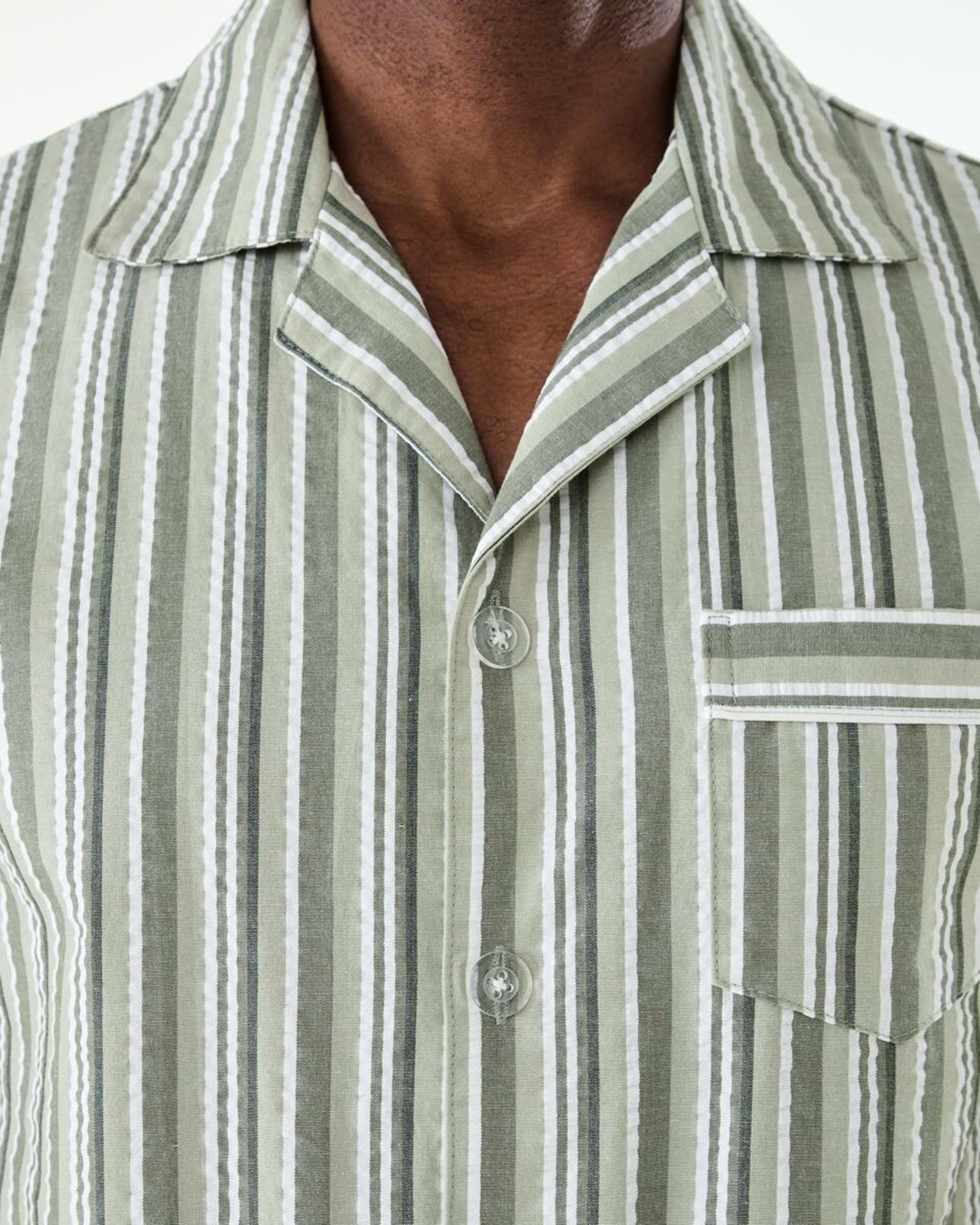 6 Short Sleeve Button Through Pyjama Set CANAL STRIPE, 6 of 8