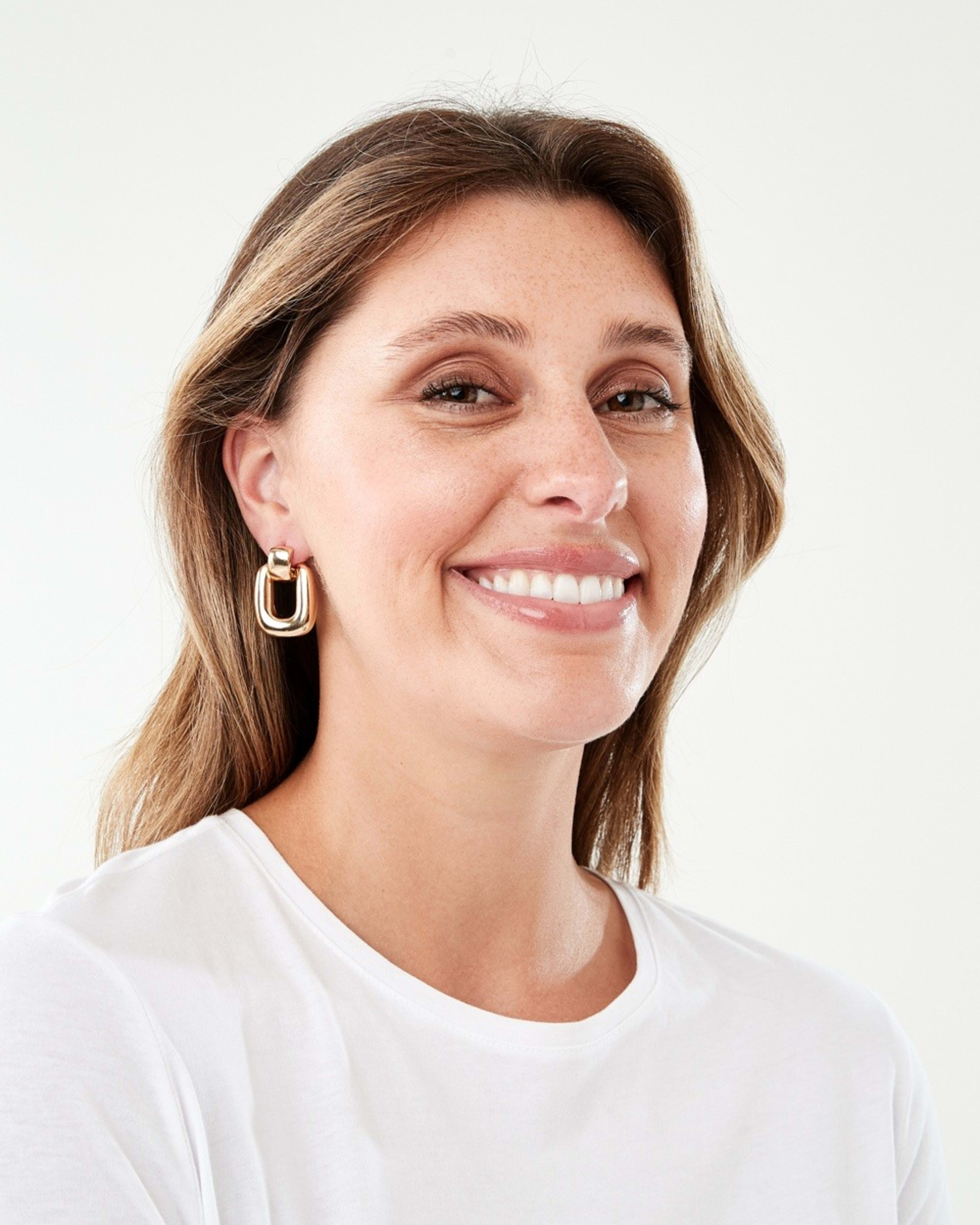 4 Square Doorknocker Earrings - Gold Tone Gold, 4 of 5
