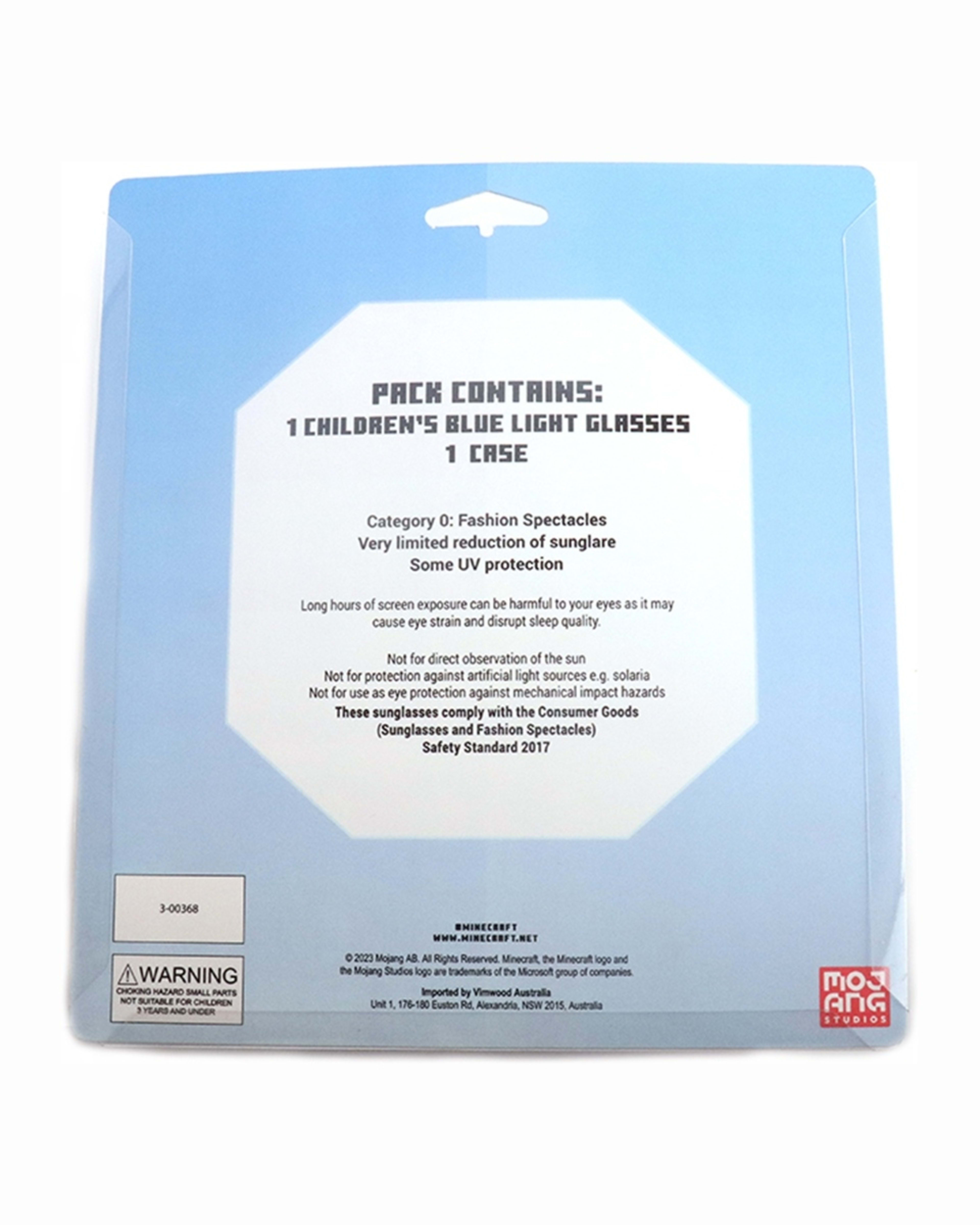 Minecraft License Blue Light Glasses and Case Set Kmart