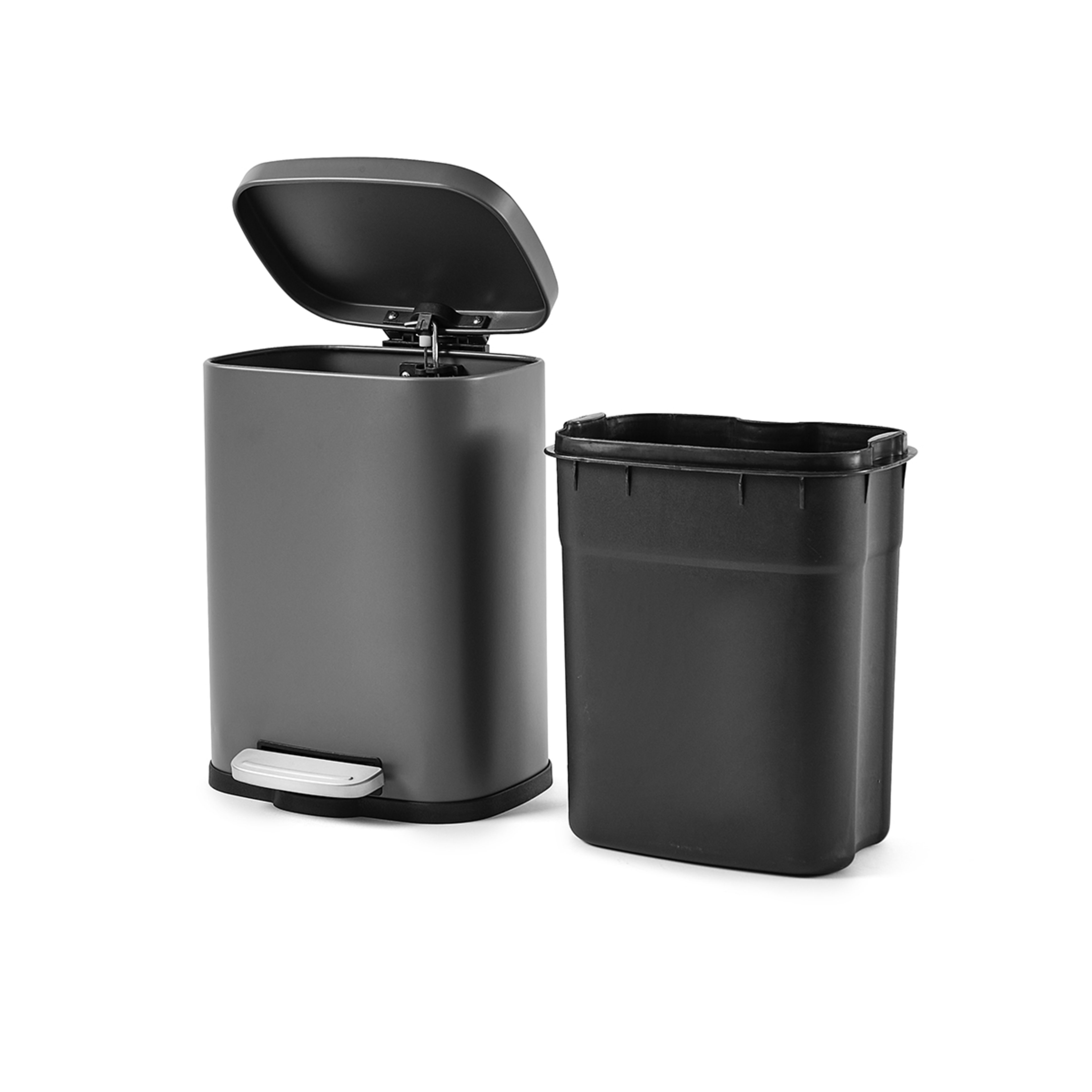 Set of 2 Matte Grey Pedal Bins Kmart