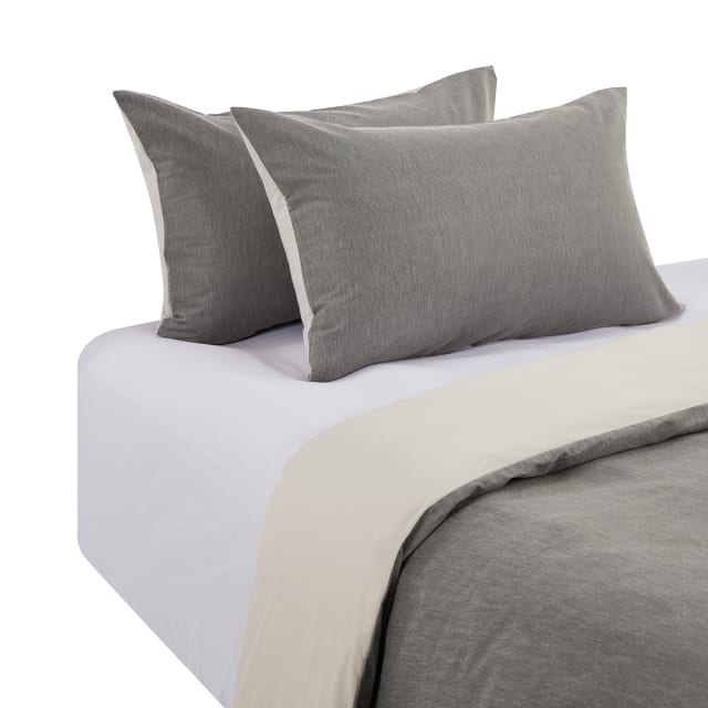 Billy Reversible Quilt Cover Set Double Bed, Grey Kmart