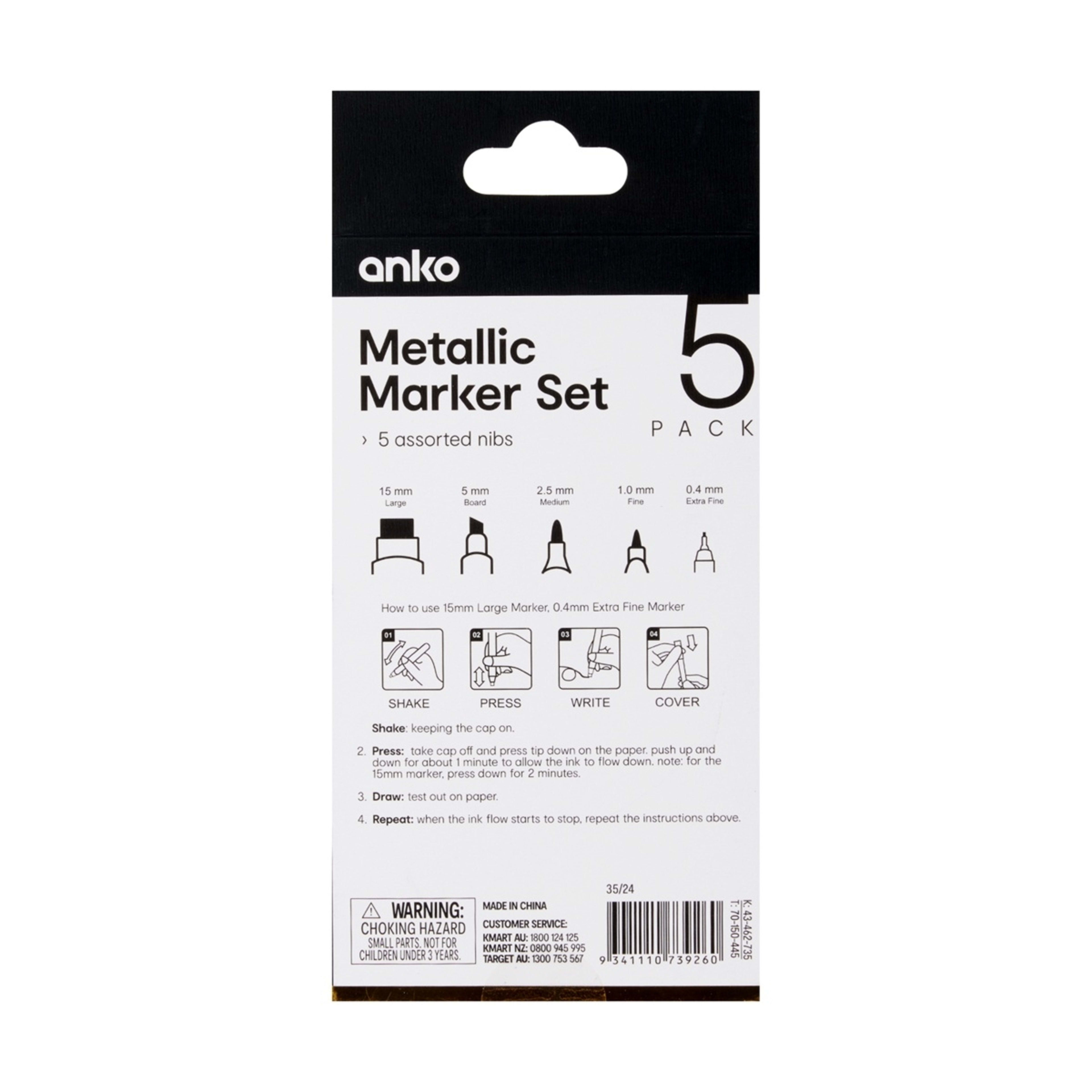 4 5 Pack Metallic Marker Set, 4 of 4