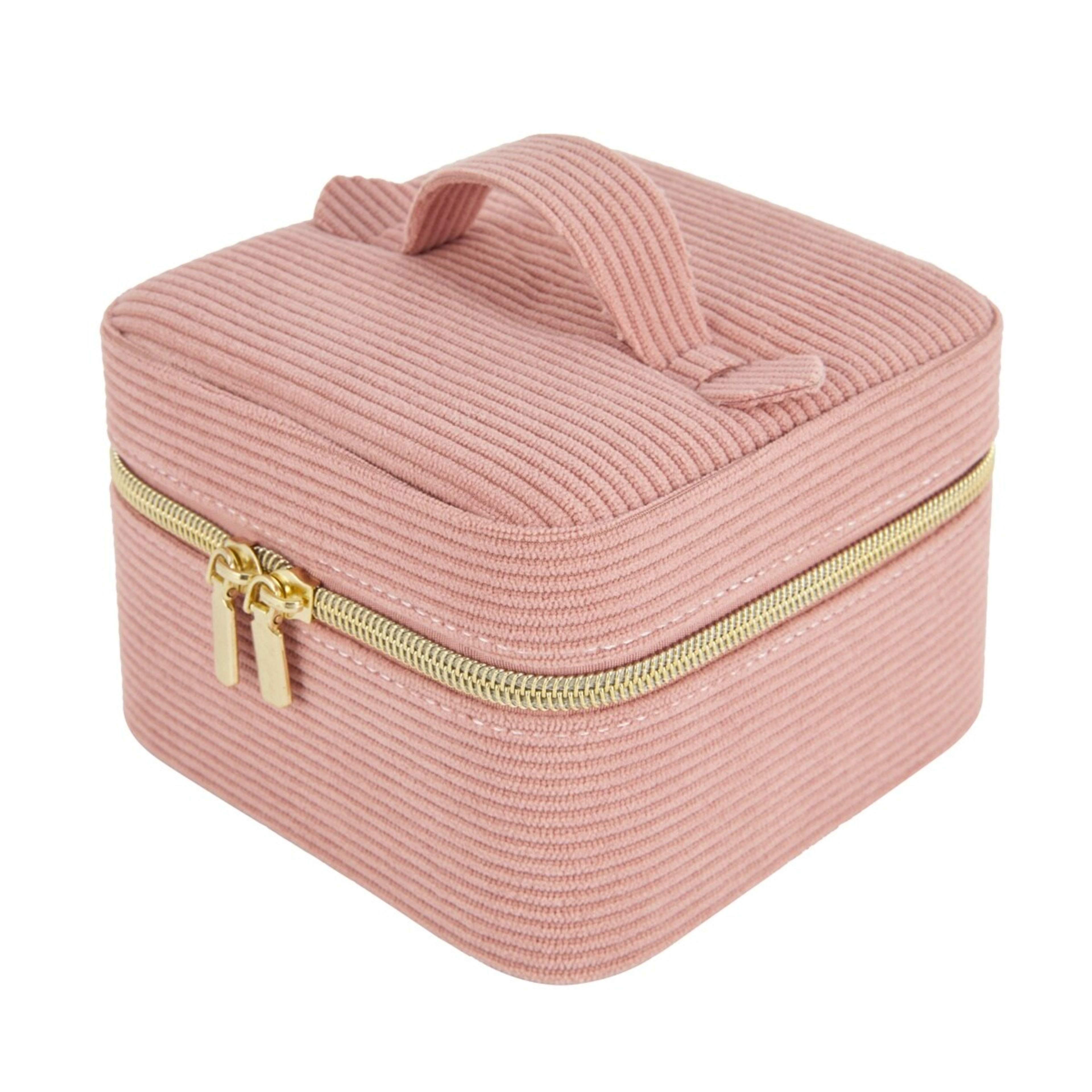 1 Pink Corduroy Square Jewellery Box