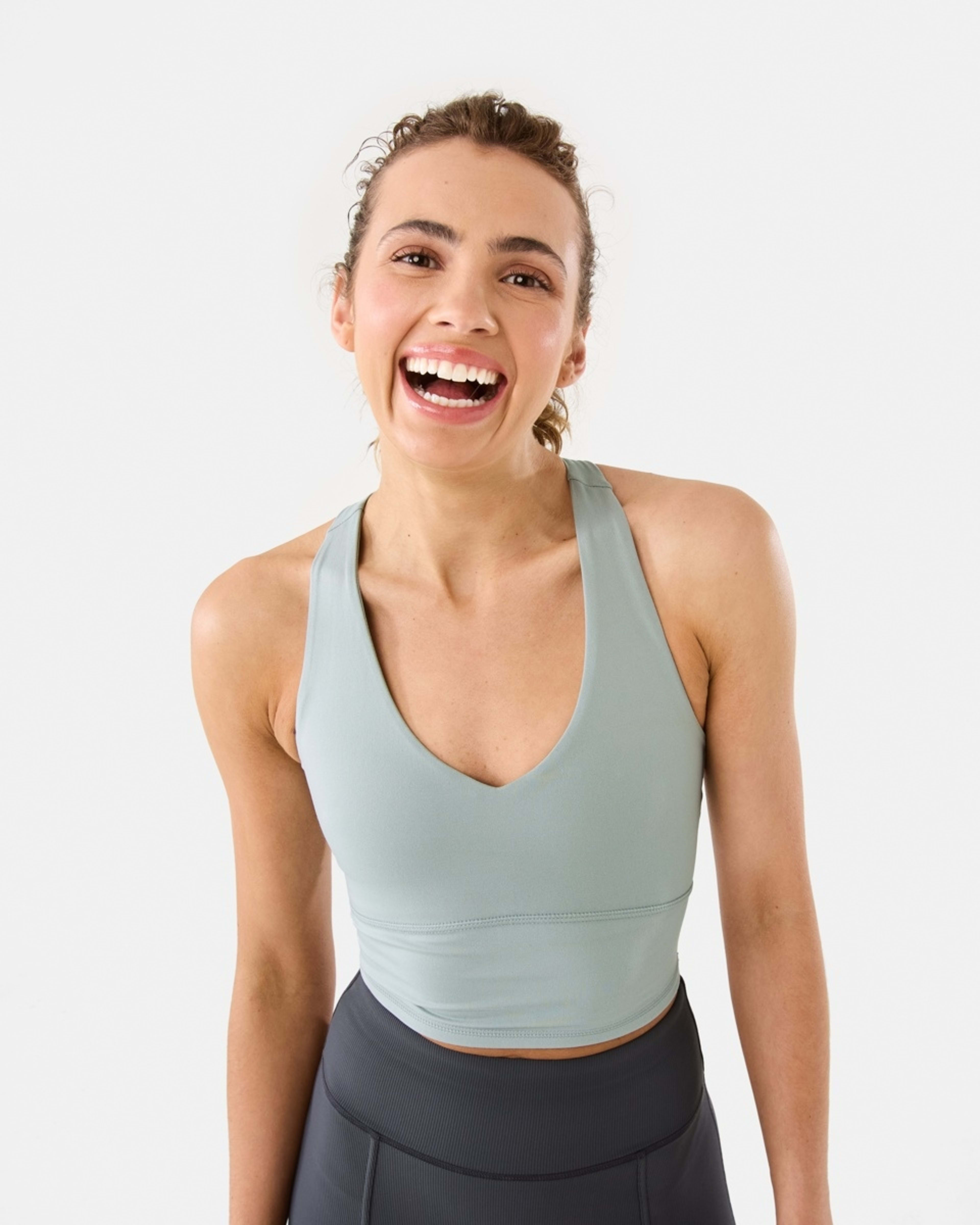 1 Active Womens Ultrasoft Longline Crop Top LINDSEY GREEN