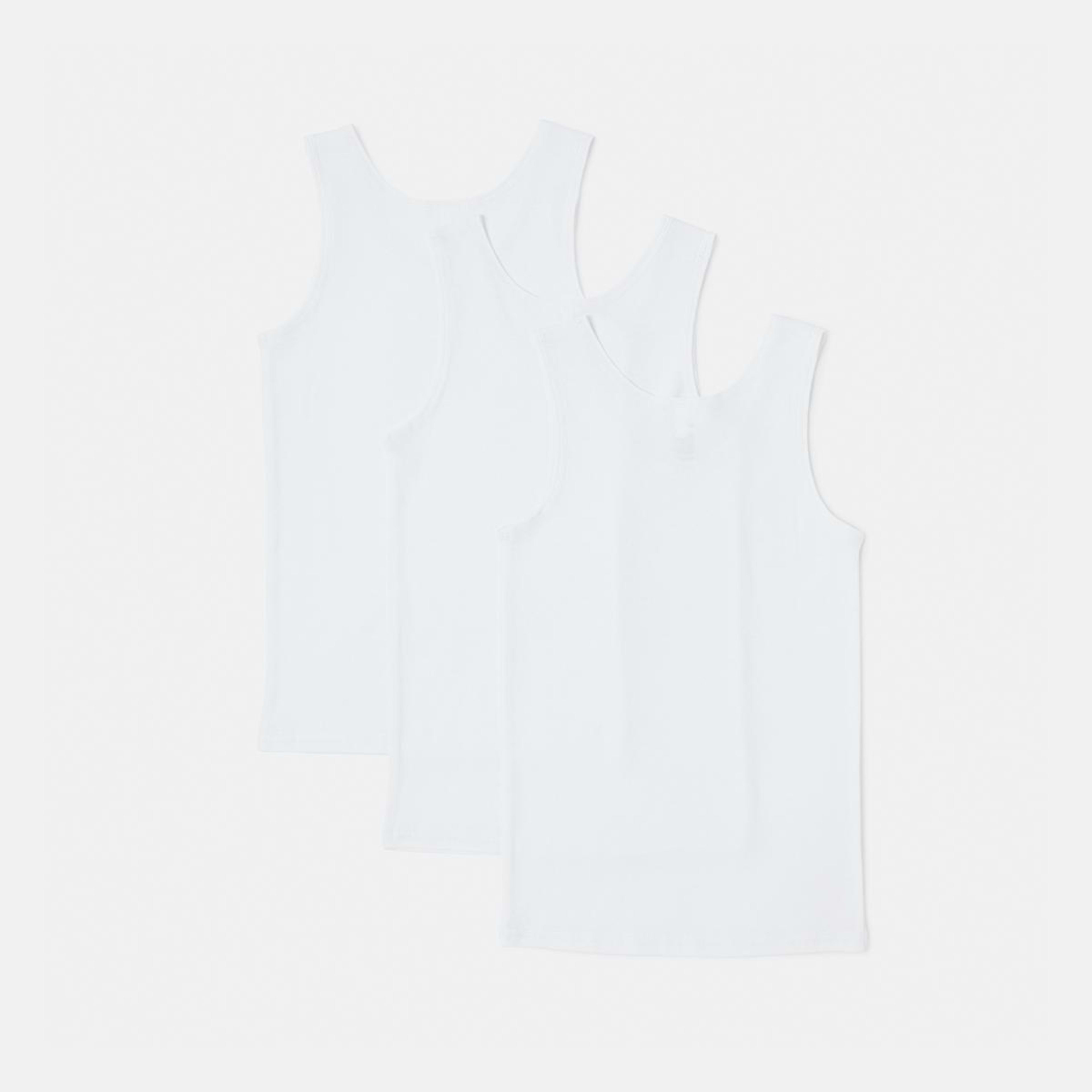 2 3 Pack Wide Strap Singlets White, 2 of 3