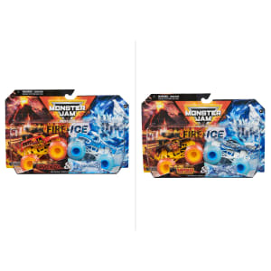 2 Pack Monster Jam 1:64 Scale True Metal Fire and Ice Trucks - Asso