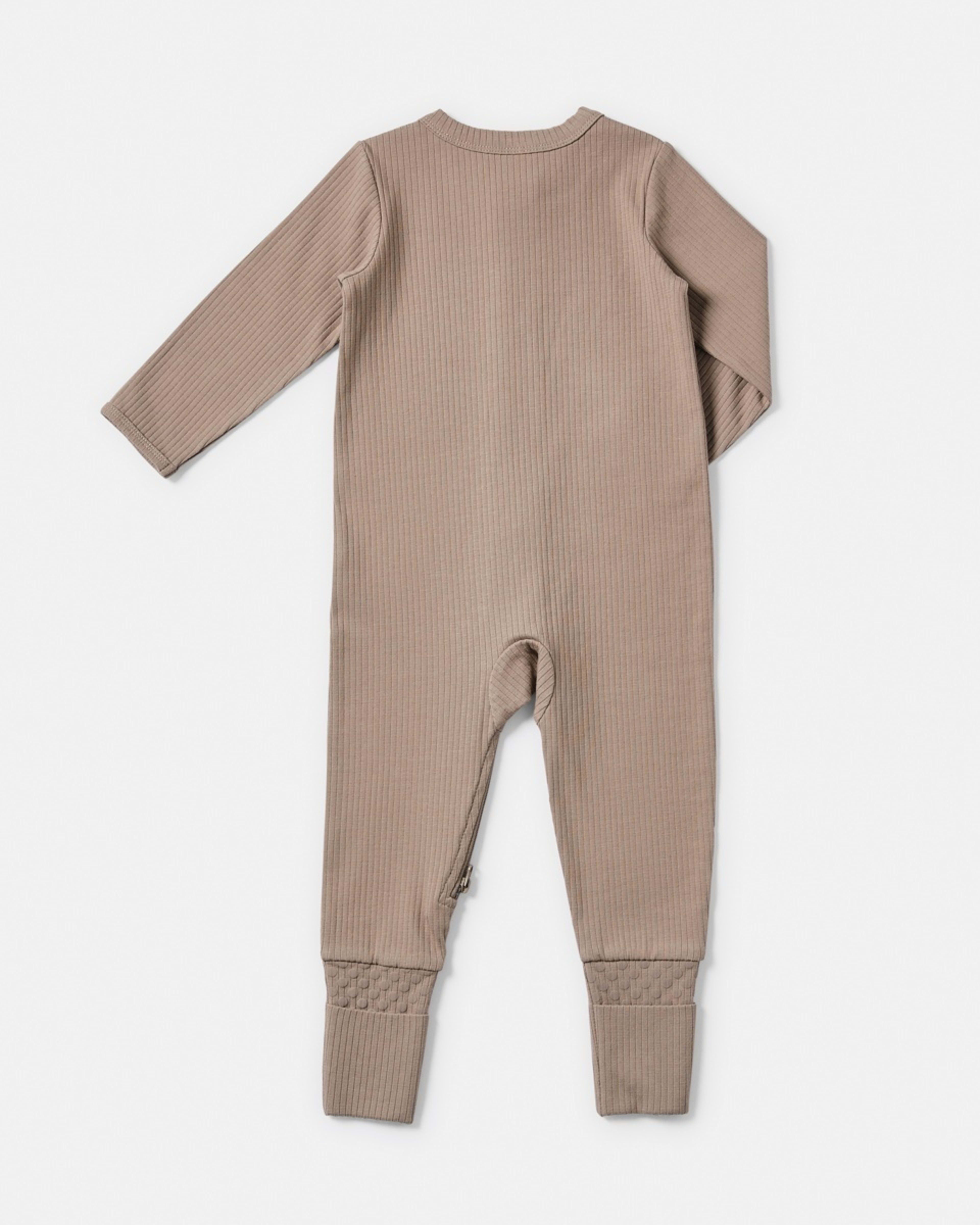 2 Rib Turn Cuff Coverall BROWN CUTE SLOGAN, 2 of 3
