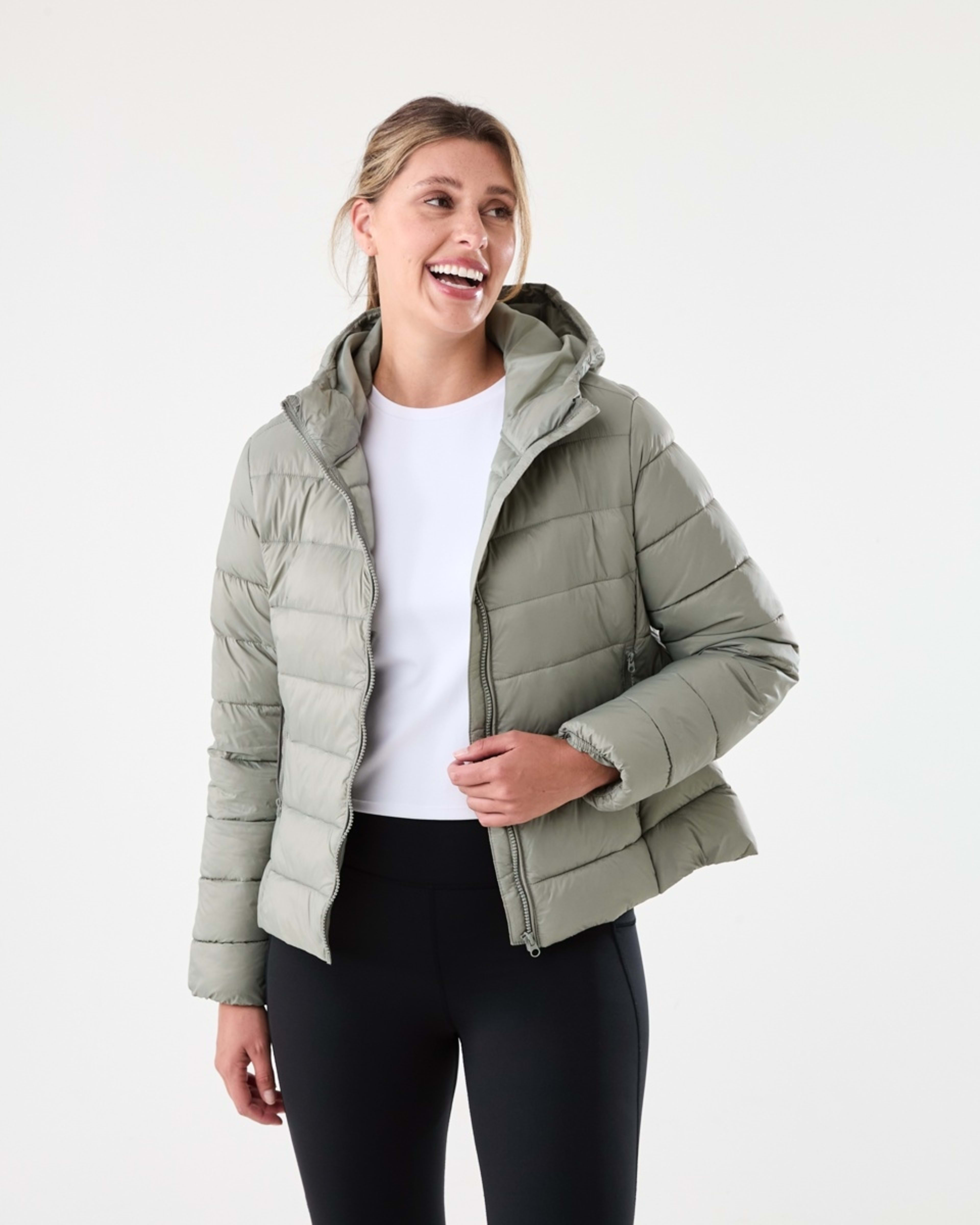 1 Active Womens Packable Puffer Jacket Soft Khaki