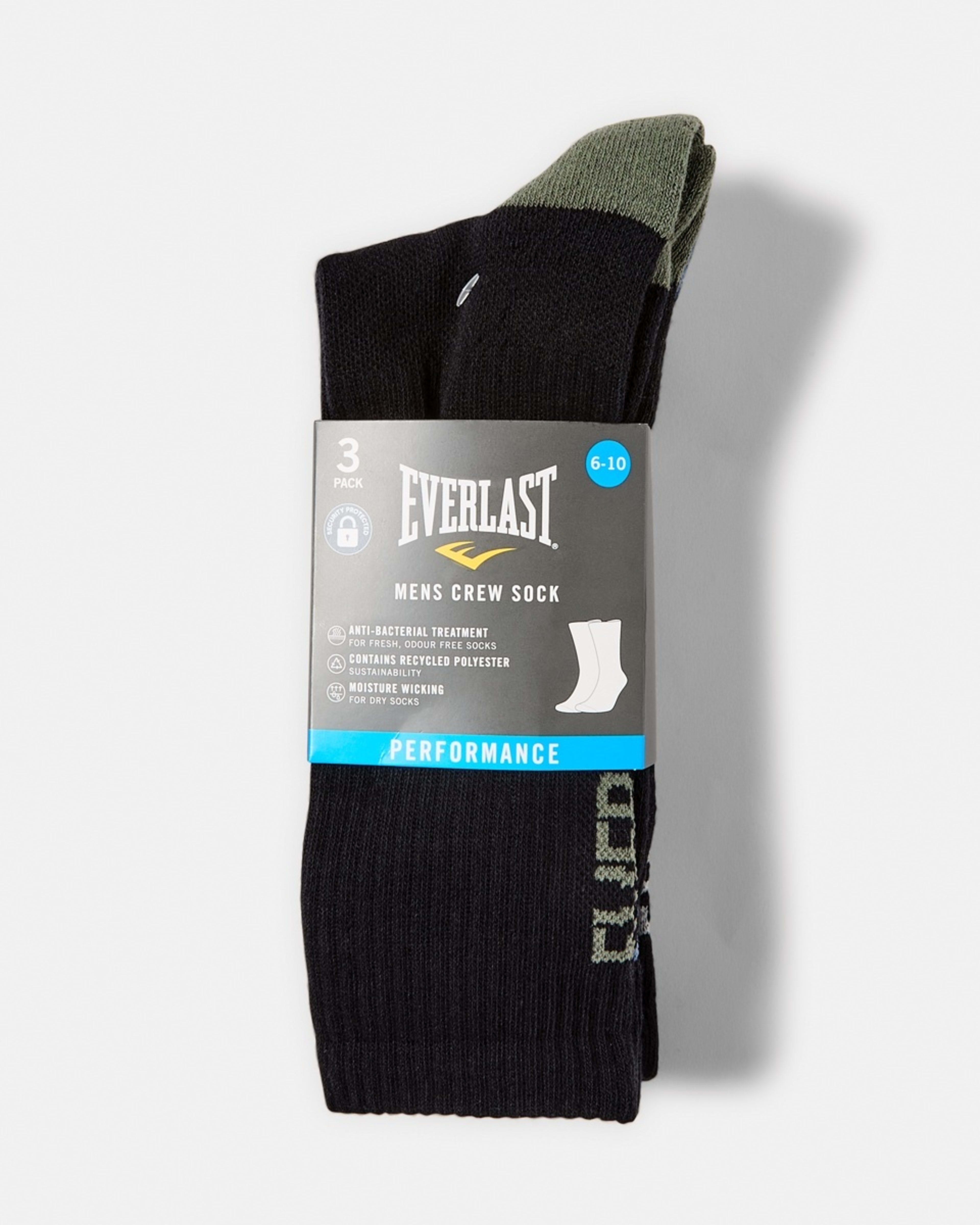 3 3 Pack Everlast Mens Crew Socks Blk Crewpk, 3 of 3