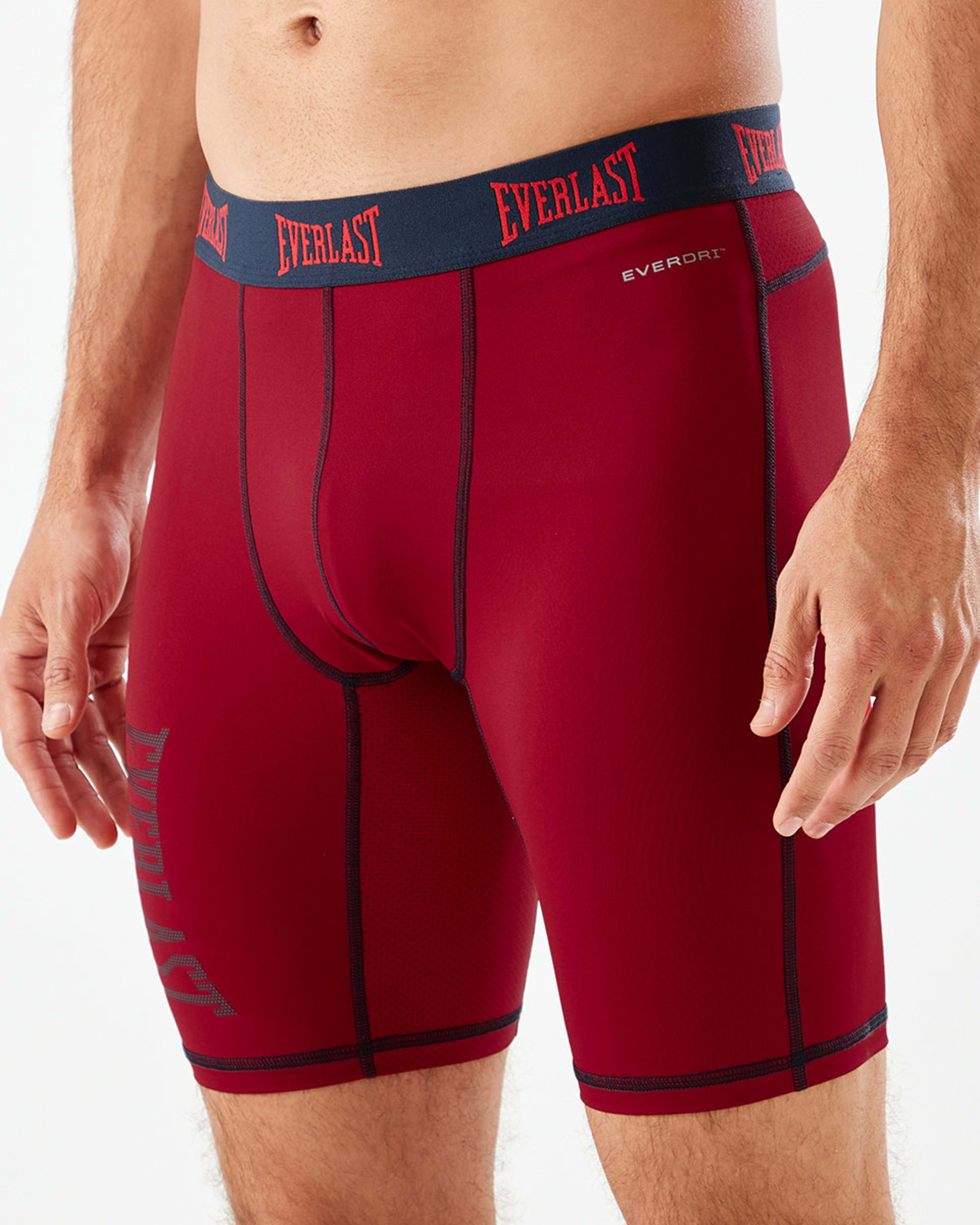 2 Everlast Mens Long Leg Performance Trunks Everlast Vertical Red, 2 of 8