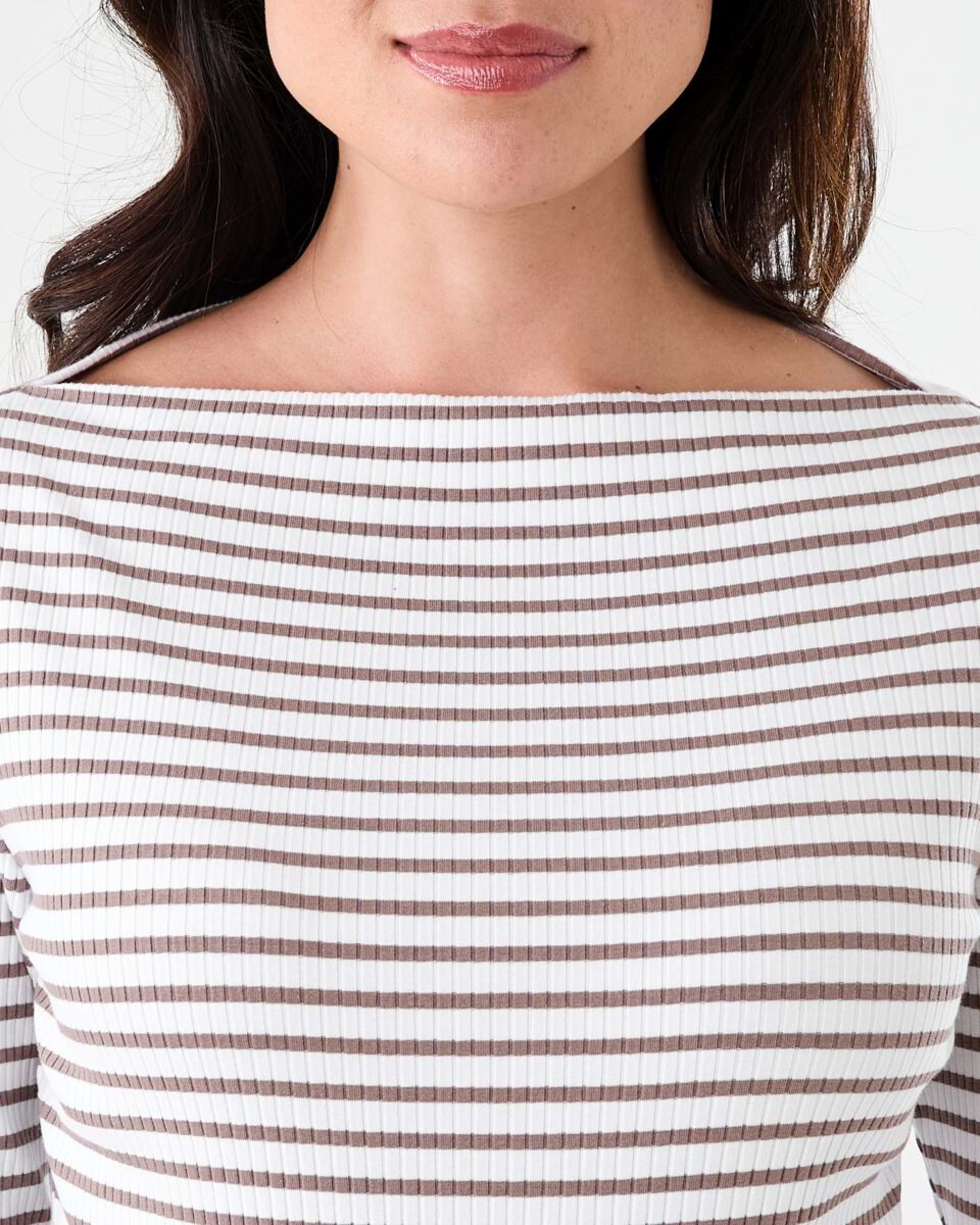 5 Long Sleeve Rib Boat Neck Top Taupe Stp, 5 of 5