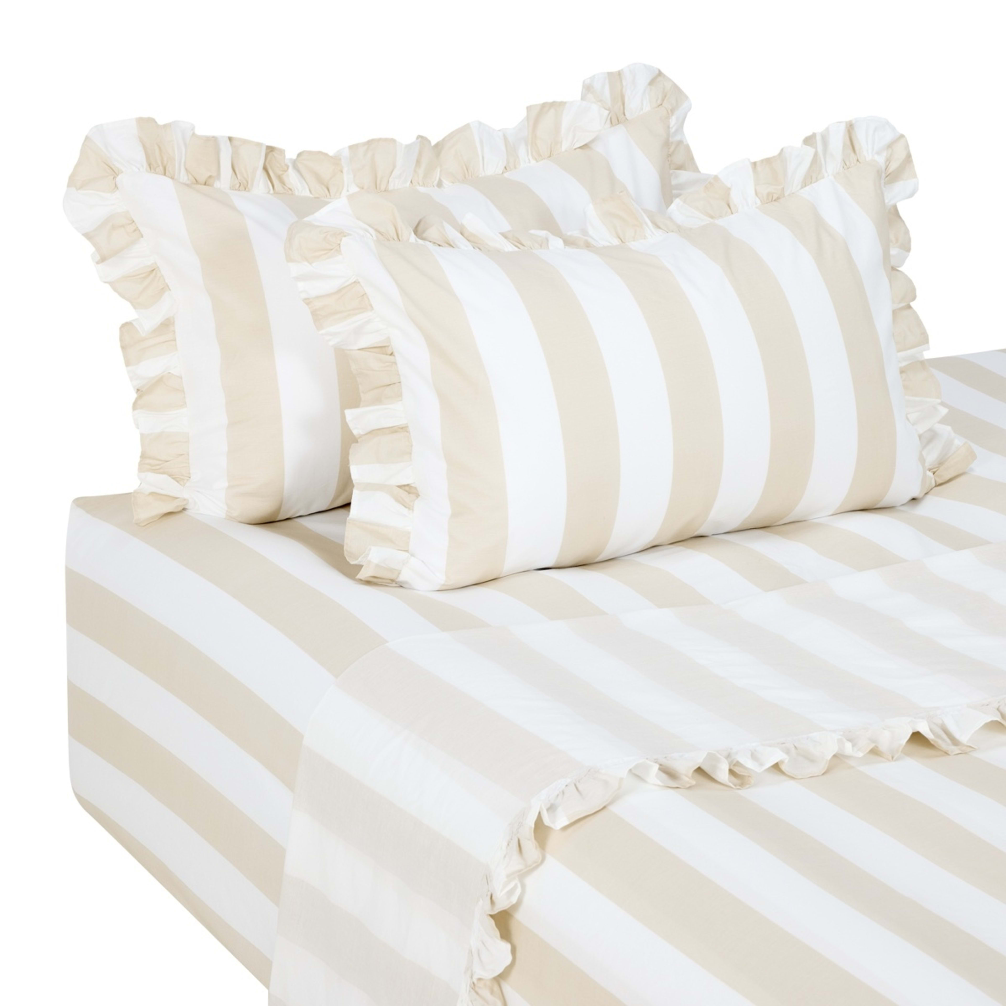 5 250 Thread Count Ruffle Cotton Sheet Set - King Bed, Sand, 5 of 7