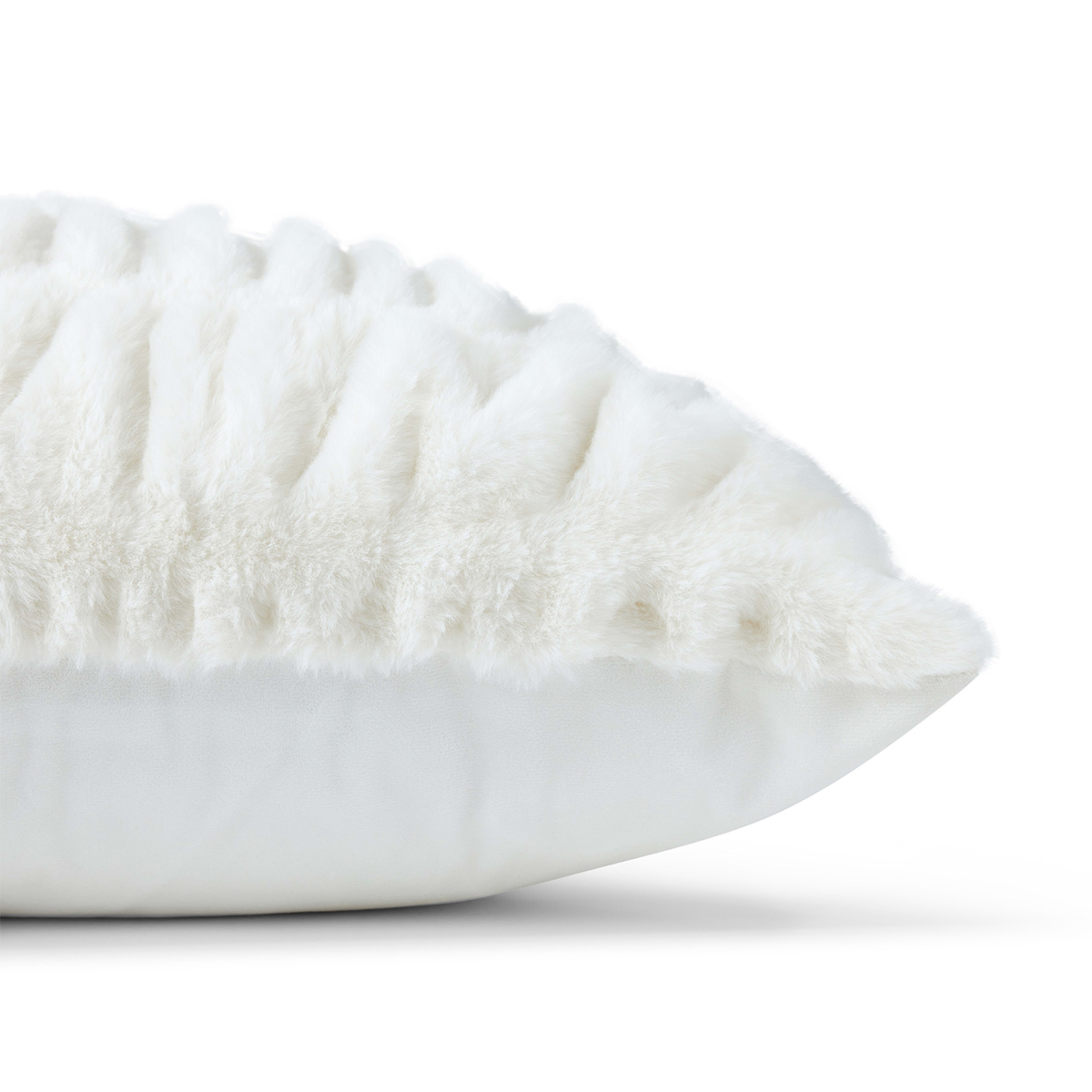 2 60cm Camille Faux Fur Cushion - White, 2 of 4