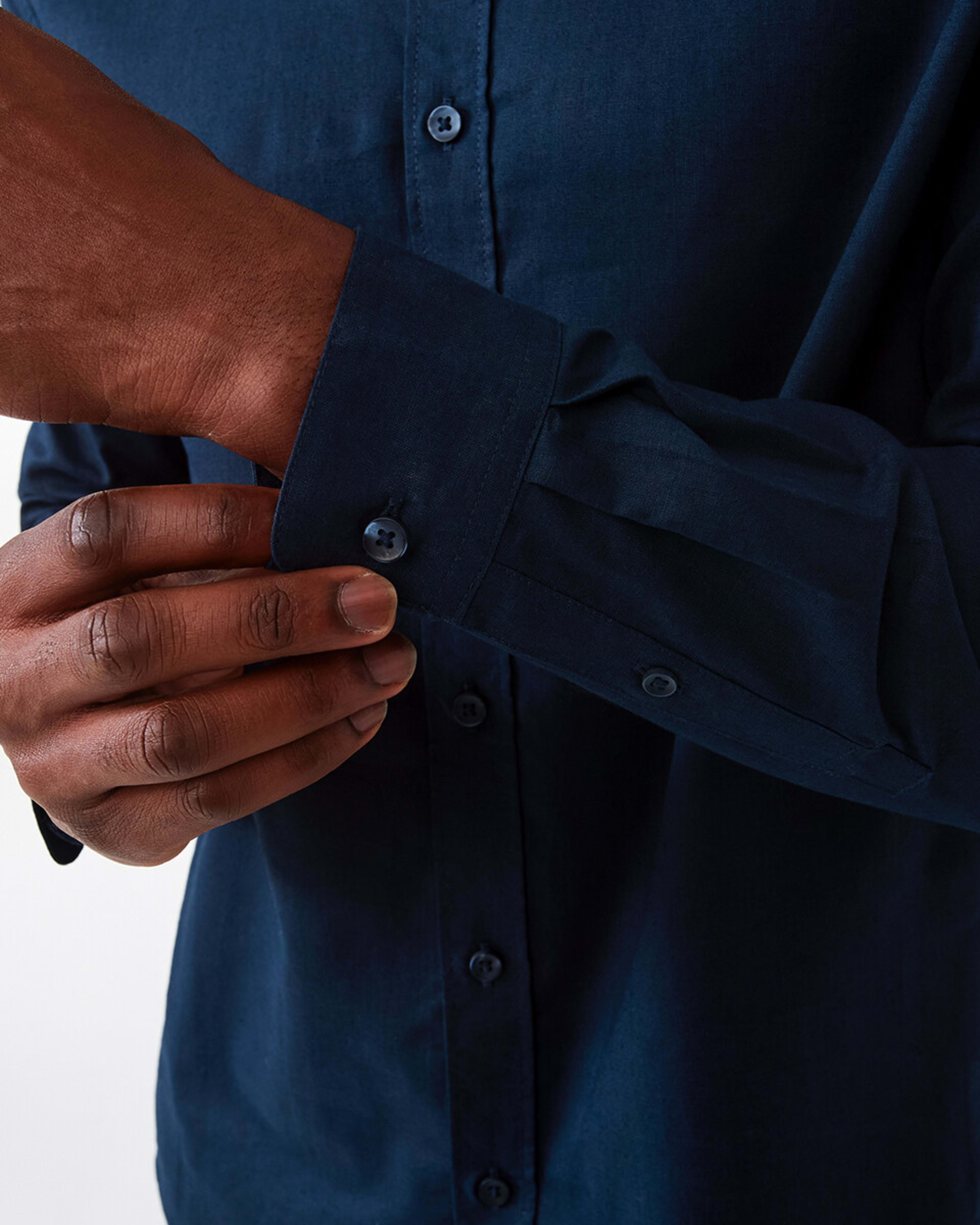 7 Long Sleeve Solid Linen Blend Shirt Blu Pcoat, 7 of 7