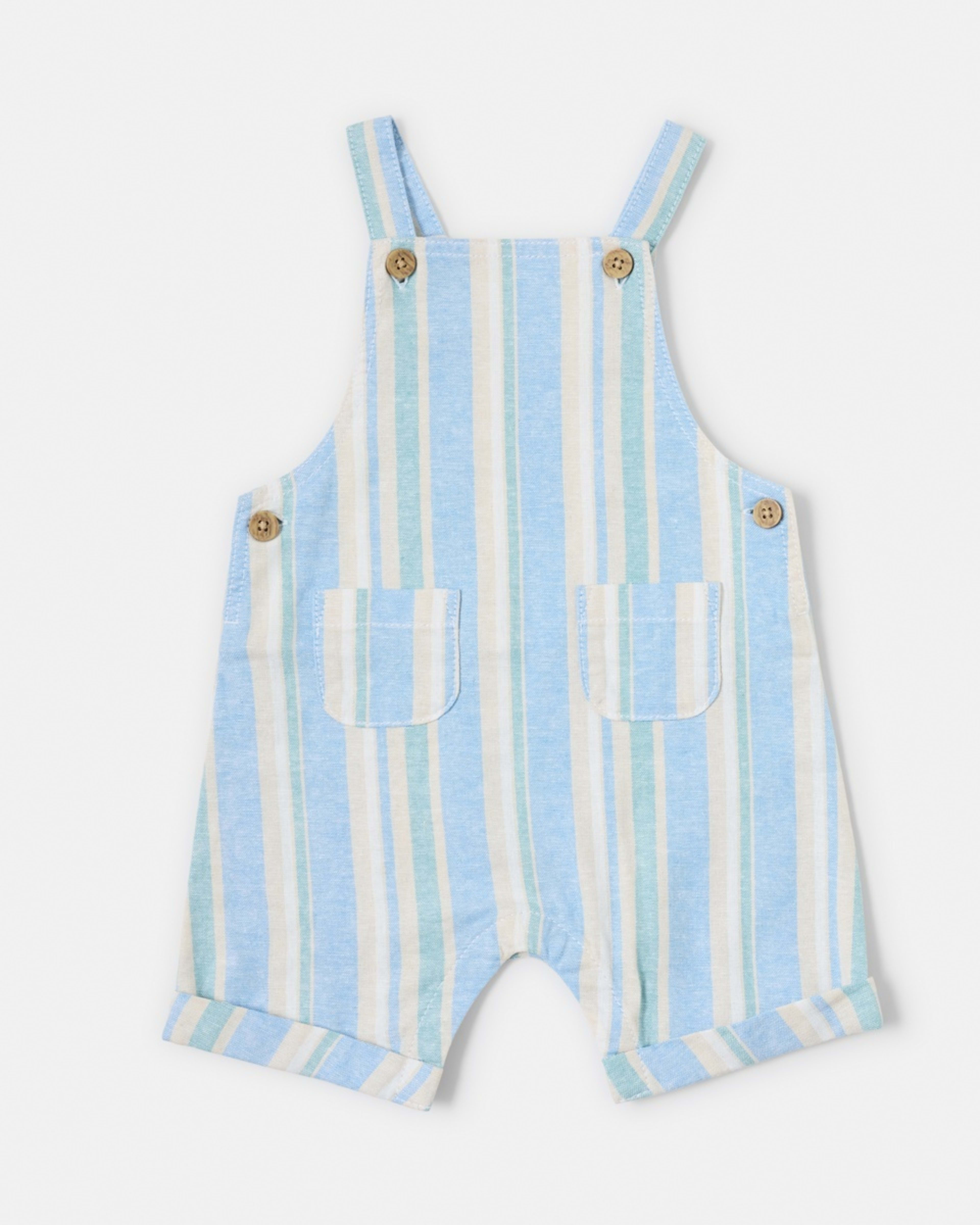 3 Woven Dungaree Set Blue Strp, 3 of 6