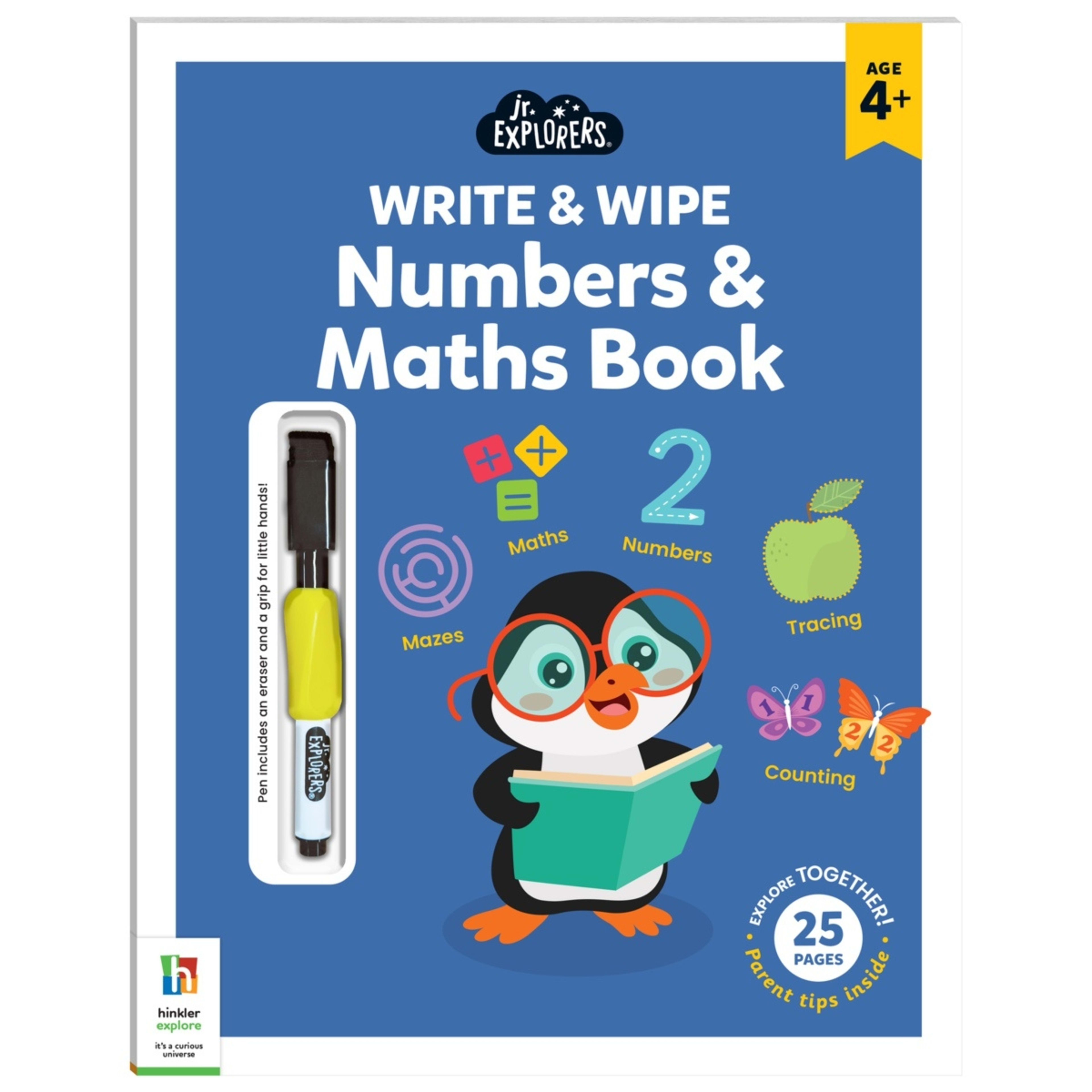 1 Junior Explorers: Write and Wipe Numbers and Maths Book