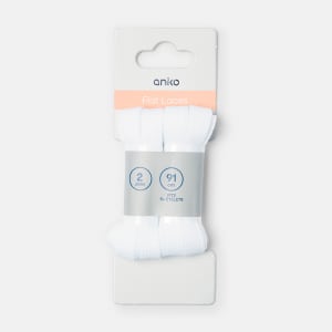 2 Pack Flat Laces - White